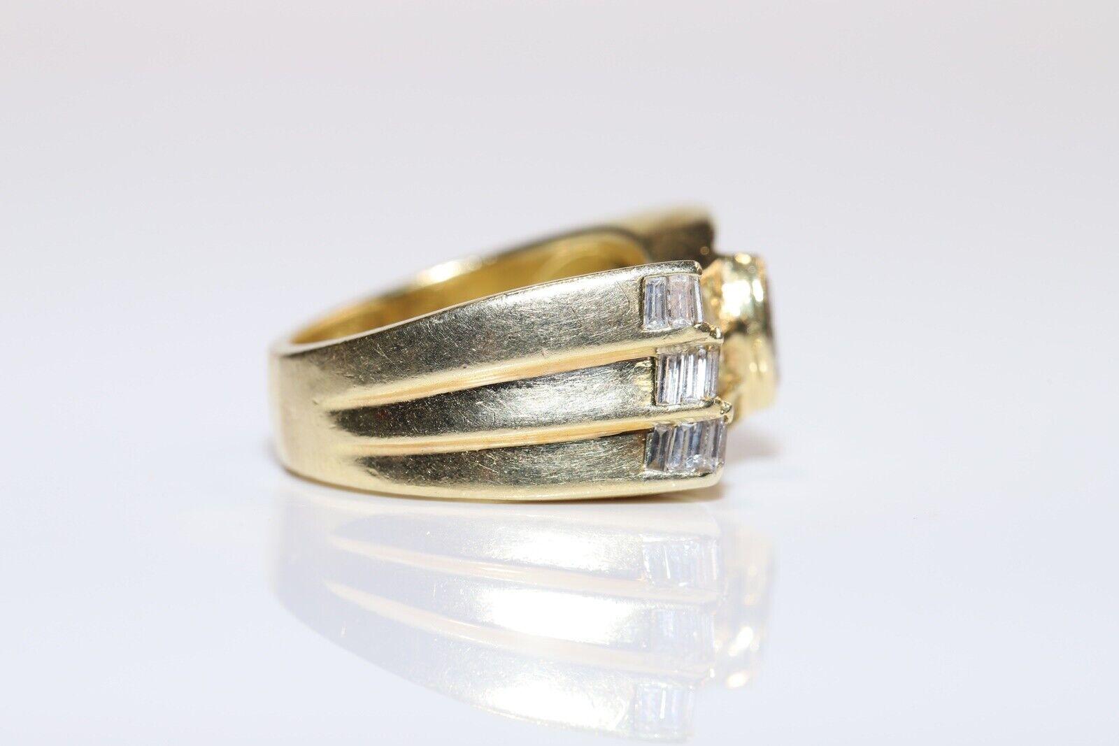 Vintage CIRCA 1980s 18k Gold Natürliche Baguette und Marquise Cut Diamond Tank Ring Damen im Angebot