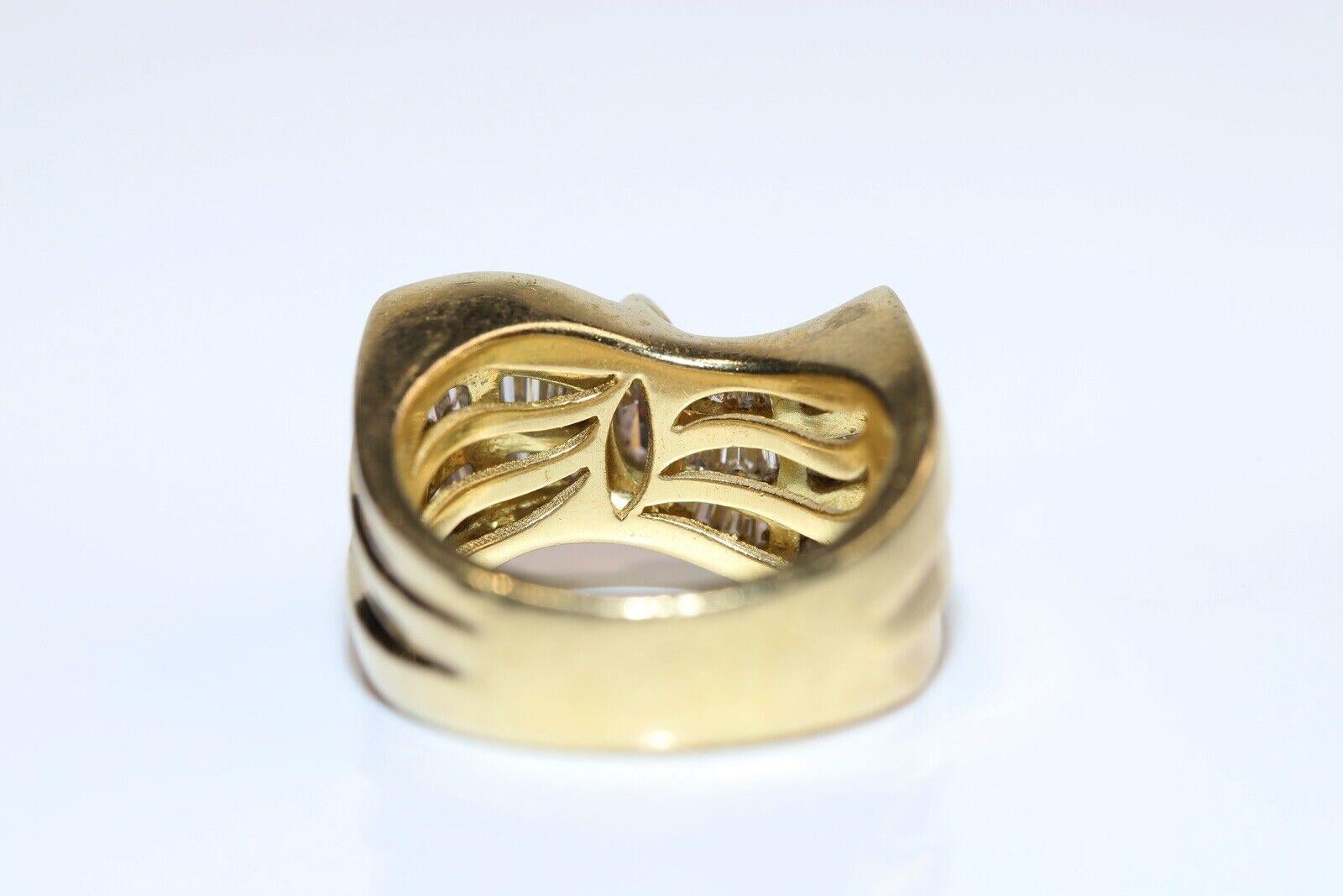 Vintage CIRCA 1980s 18k Gold Natürliche Baguette und Marquise Cut Diamond Tank Ring im Angebot 1