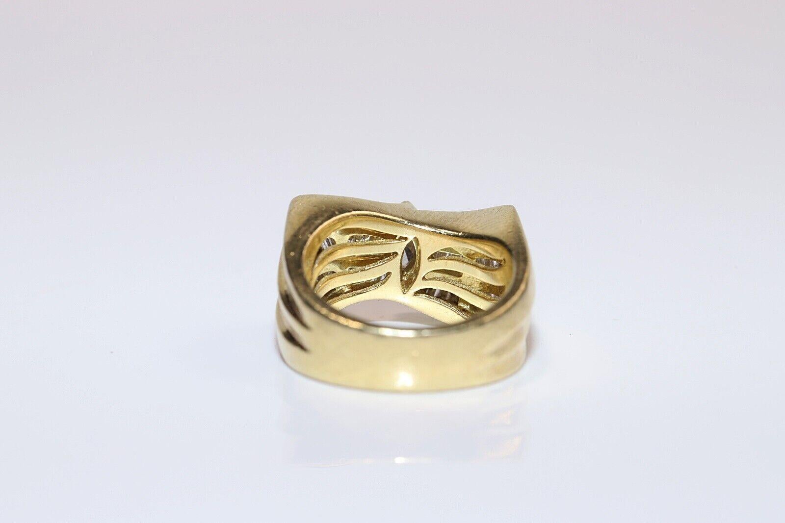 Vintage CIRCA 1980s 18k Gold Natürliche Baguette und Marquise Cut Diamond Tank Ring im Angebot 3