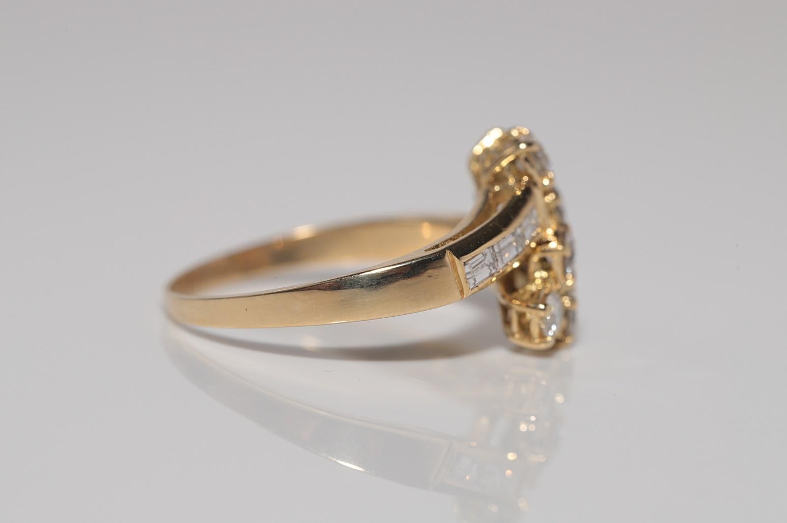 Donna Anello Vintage CIRCA 1980 in oro 18k con diamanti naturali taglio Baguette e taglio Brilliante in vendita