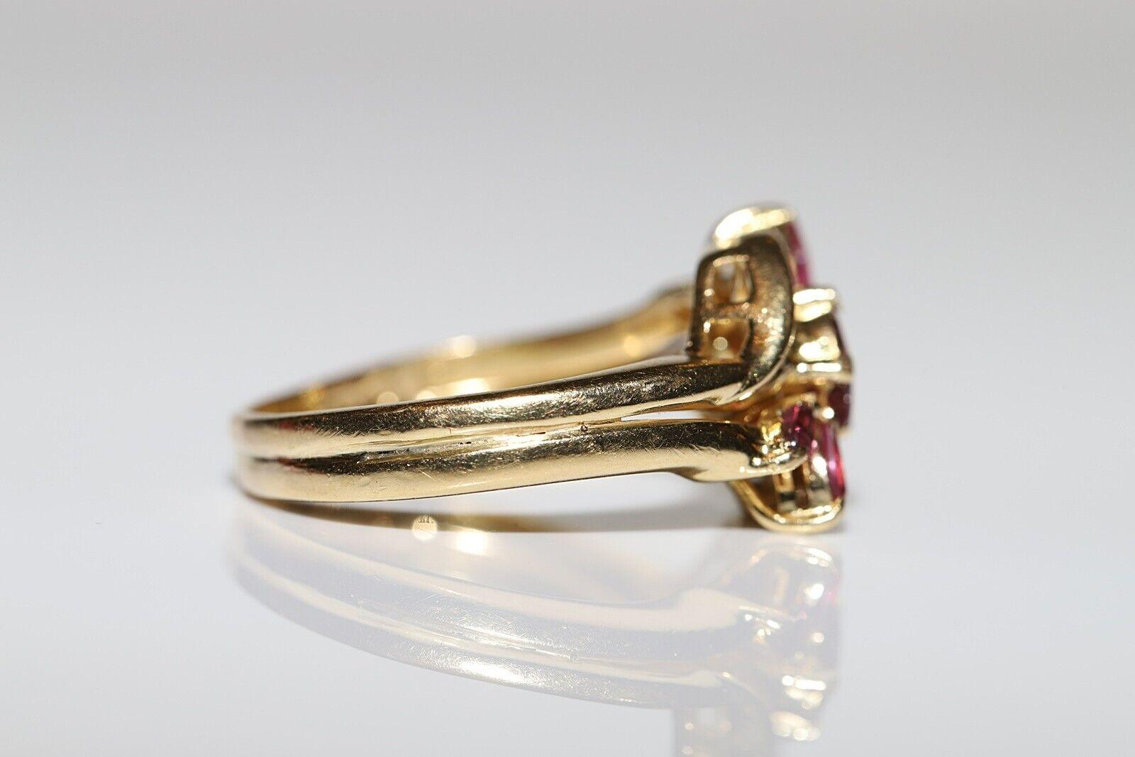 Vintage Circa 1980s 18k Gold Natural Baguette Cut Diamond And Ruby Ring 1