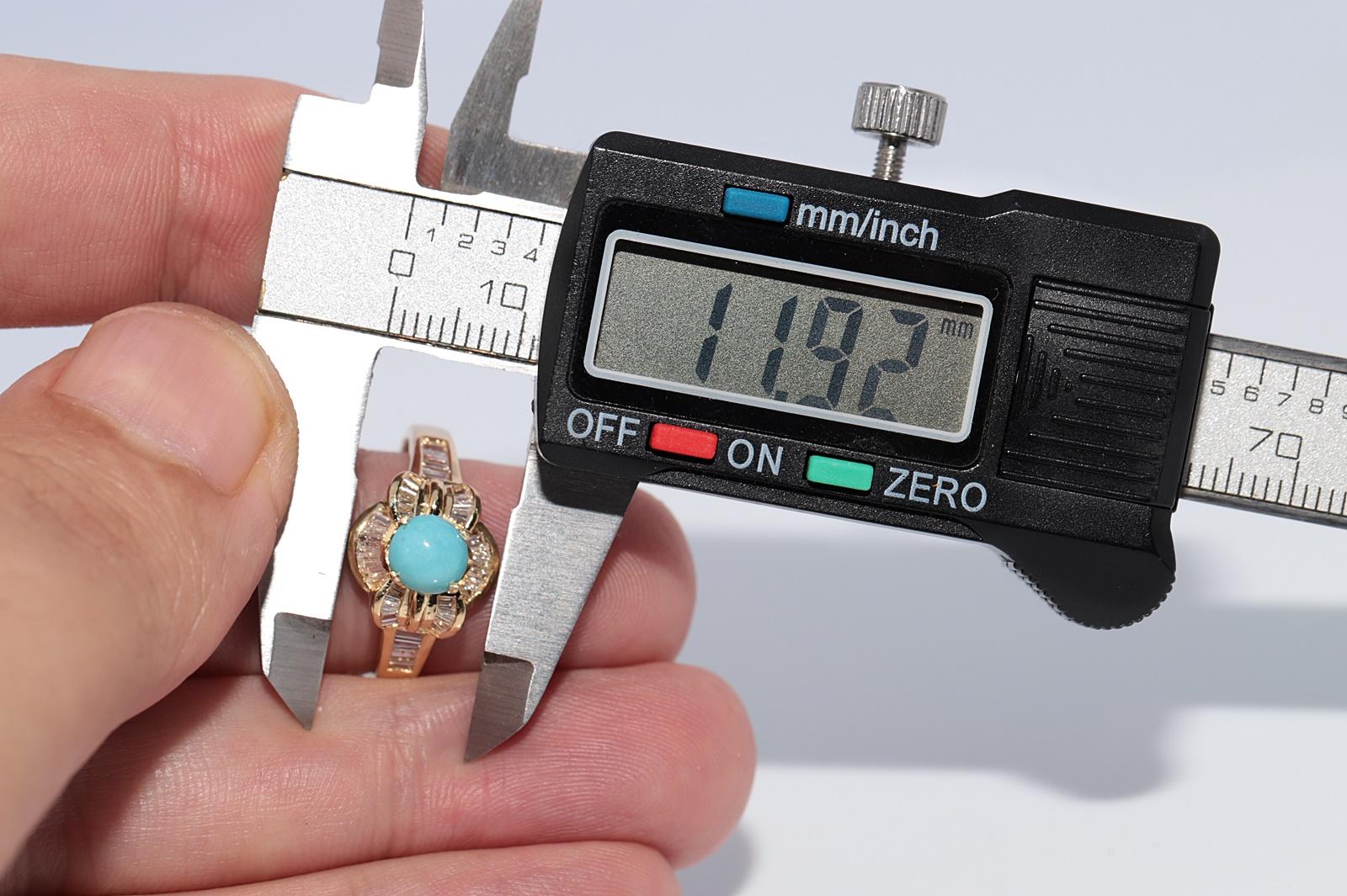 Vintage CIRCA 1980s 18k Gold Natürlicher Baguetteschliff Diamant und Türkis Ring im Angebot 7