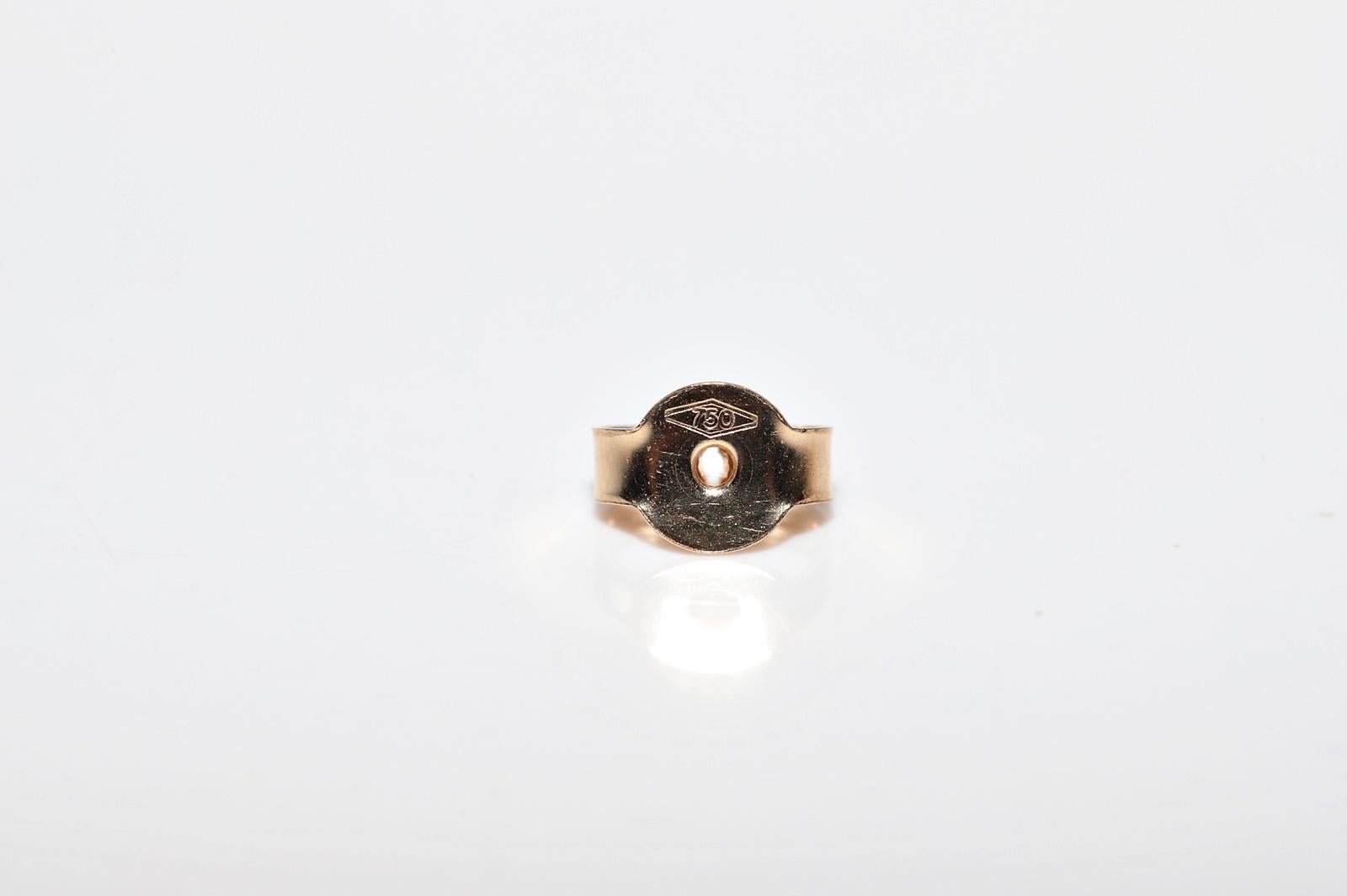 Vintage Circa 1980er Jahre 18k Gold Natürlicher Baguette-Schliff Diamant Dekorierter Ohrring im Angebot 3