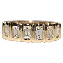 Vintage Circa 1980s 18k Gold Natural Baguette Cut Diamond Engagement Ring