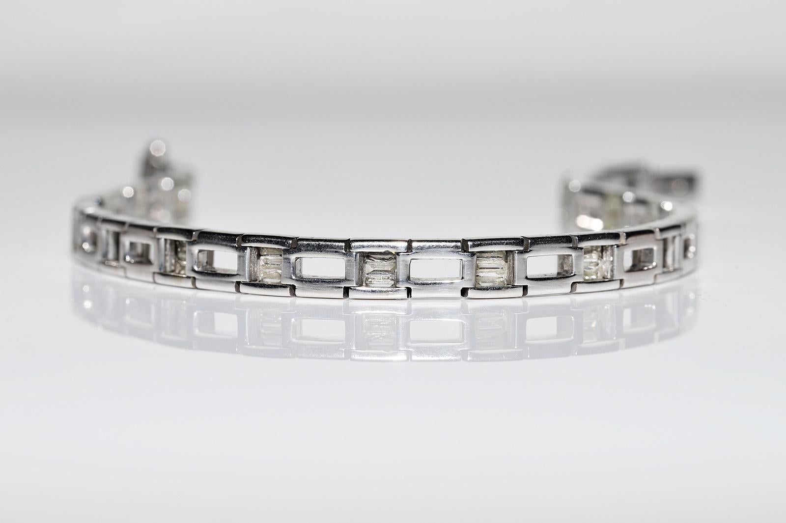 Vintage Circa 1980er Jahre 18k Gold Natürliches Baguette-Diamant-Dekoriertes Vintage-Armband im Angebot 6
