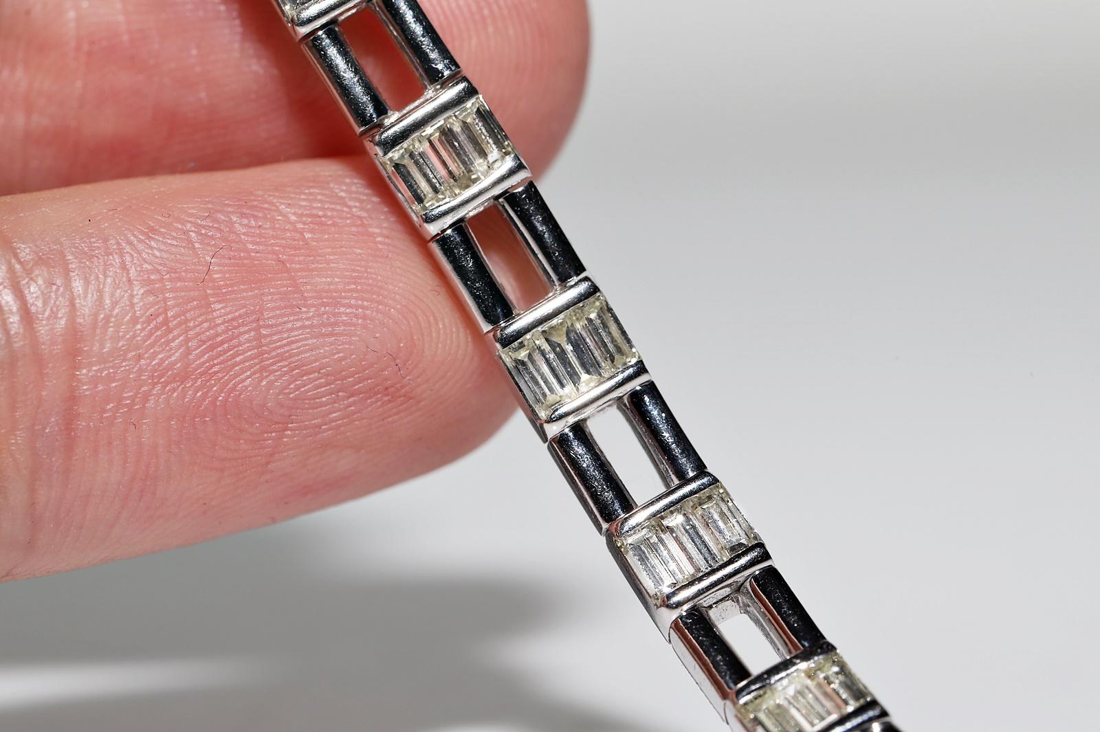 Vintage Circa 1980er Jahre 18k Gold Natürliches Baguette-Diamant-Dekoriertes Vintage-Armband im Angebot 7