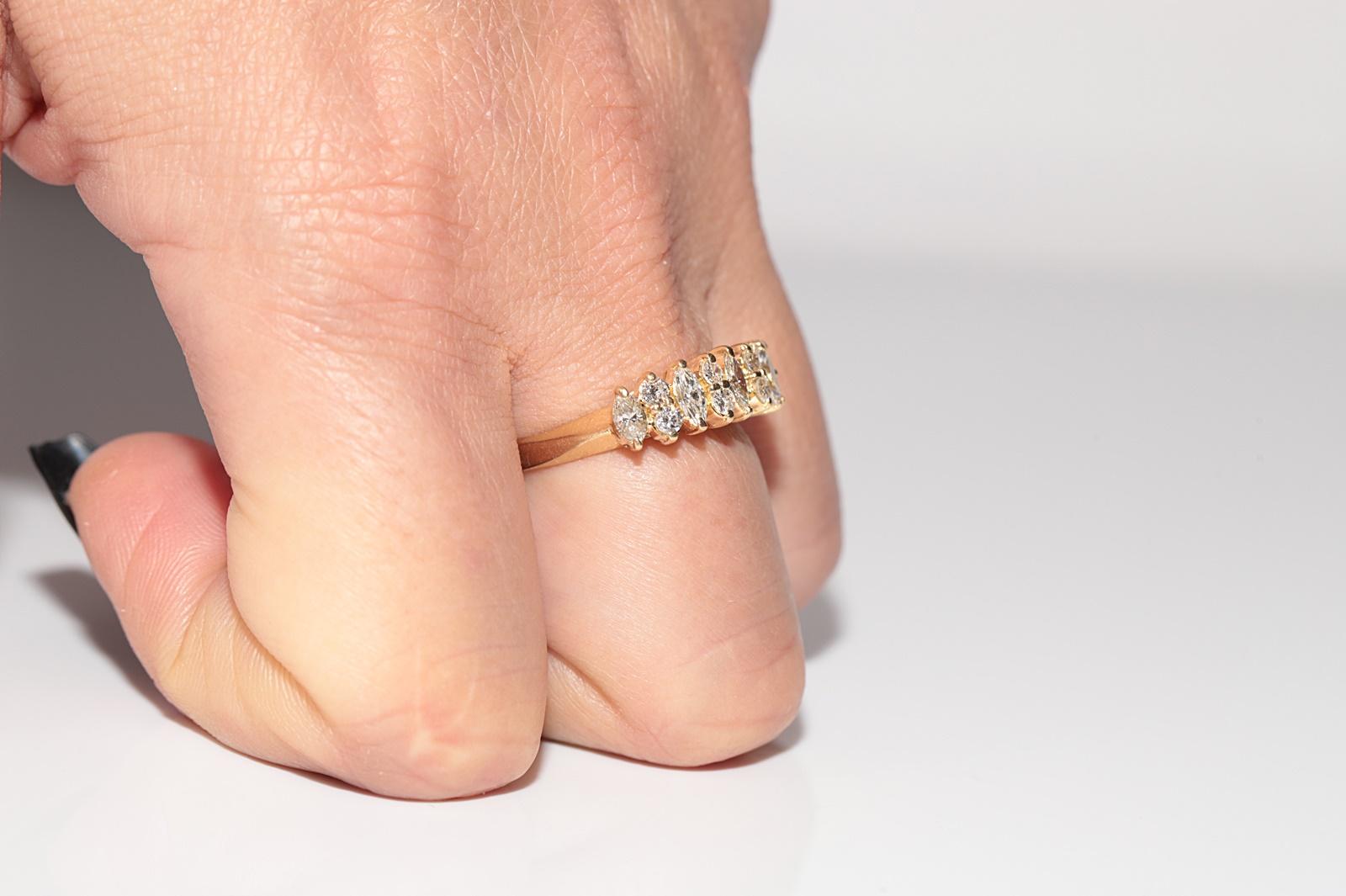 Vintage CIRCA 1980s 18k Gold Natürlicher Diamantring mit Brillant- und Marquise-Schliff im Angebot 10