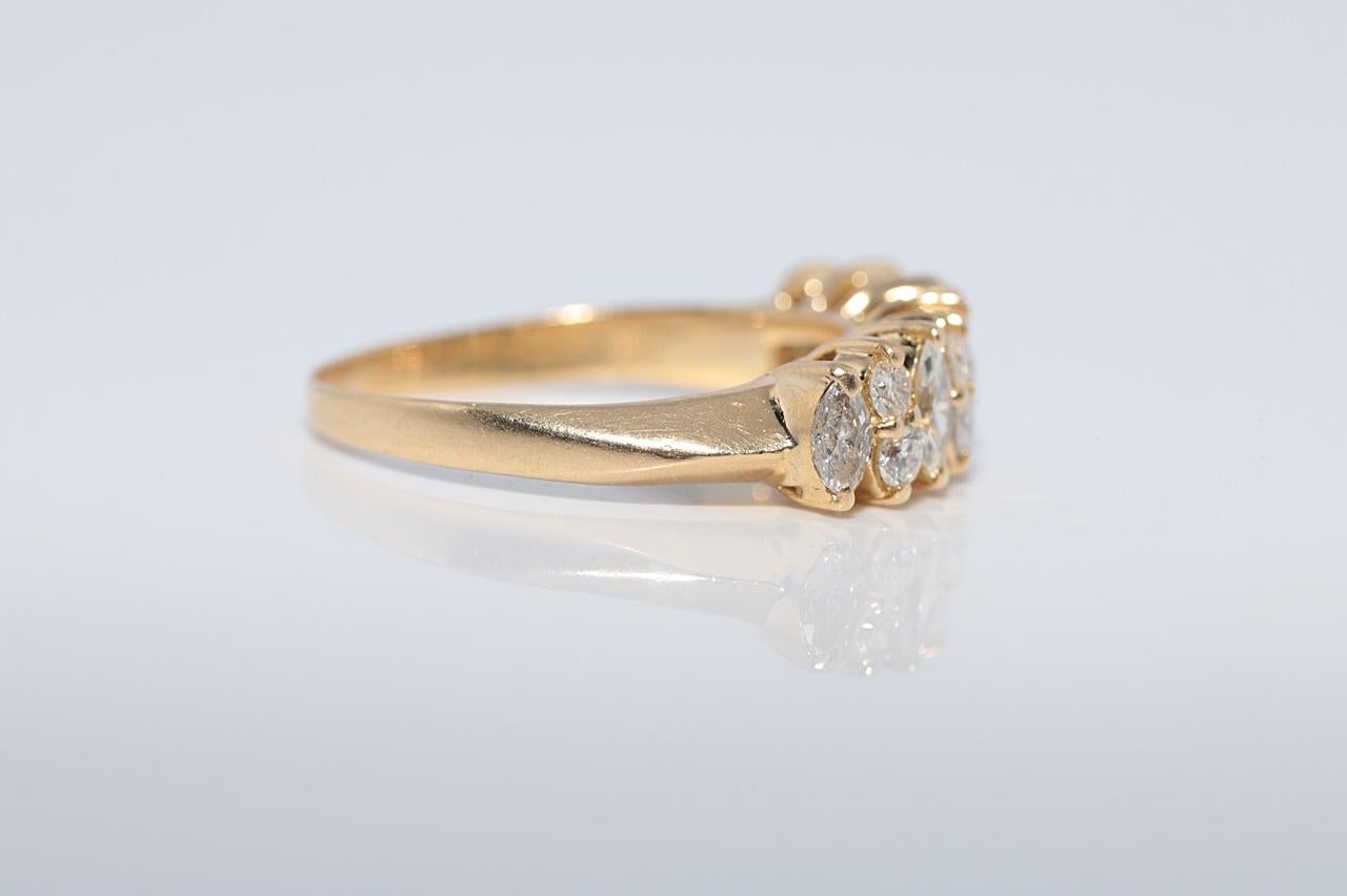 Vintage CIRCA 1980s 18k Gold Natürlicher Diamantring mit Brillant- und Marquise-Schliff Damen im Angebot