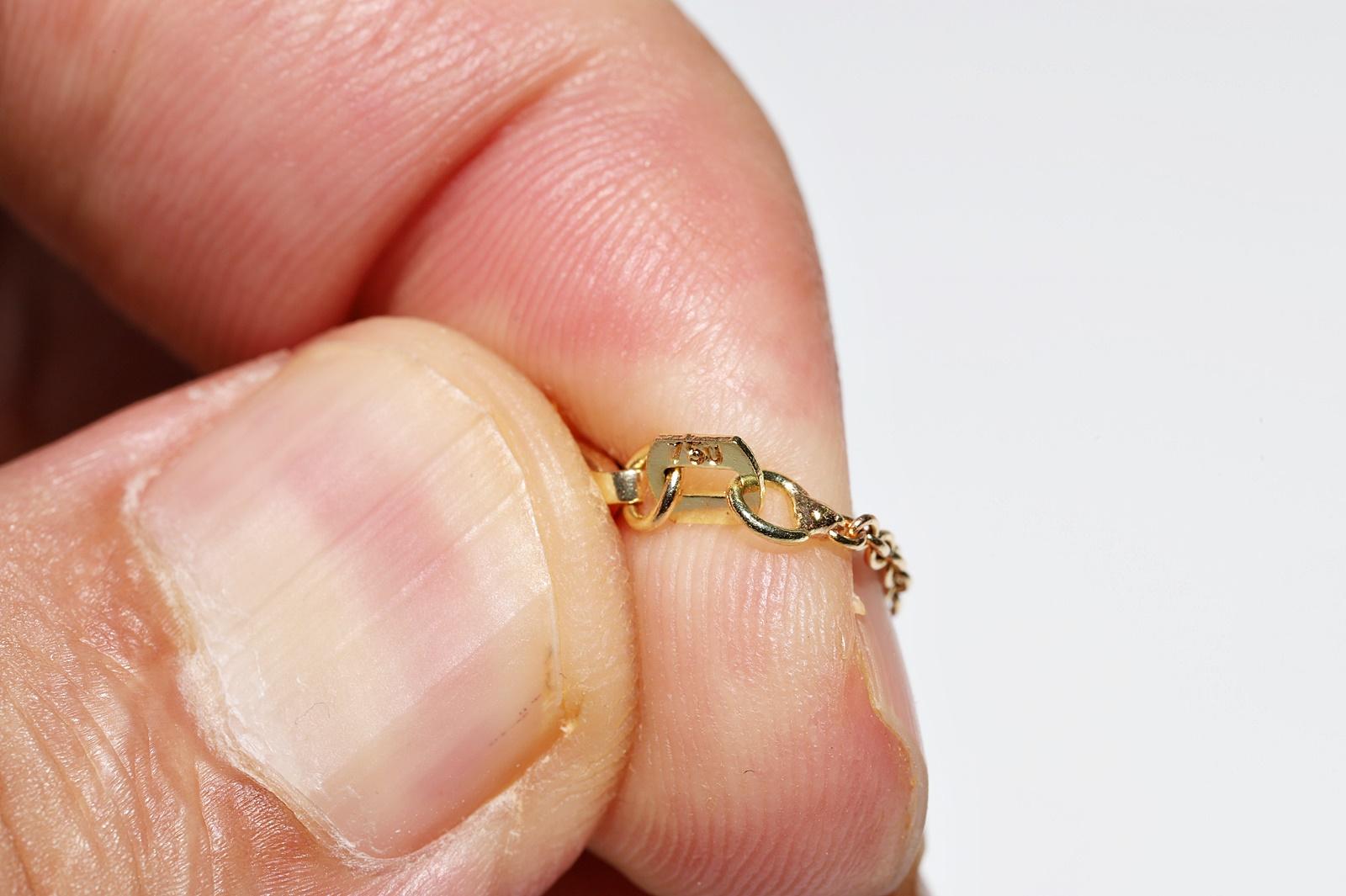 Halskette mit Anhänger, Vintage, ca. 1980er Jahre, 18 Karat Gold, Rubin im natürlichen Kaliberschliff und Perle im Angebot 8