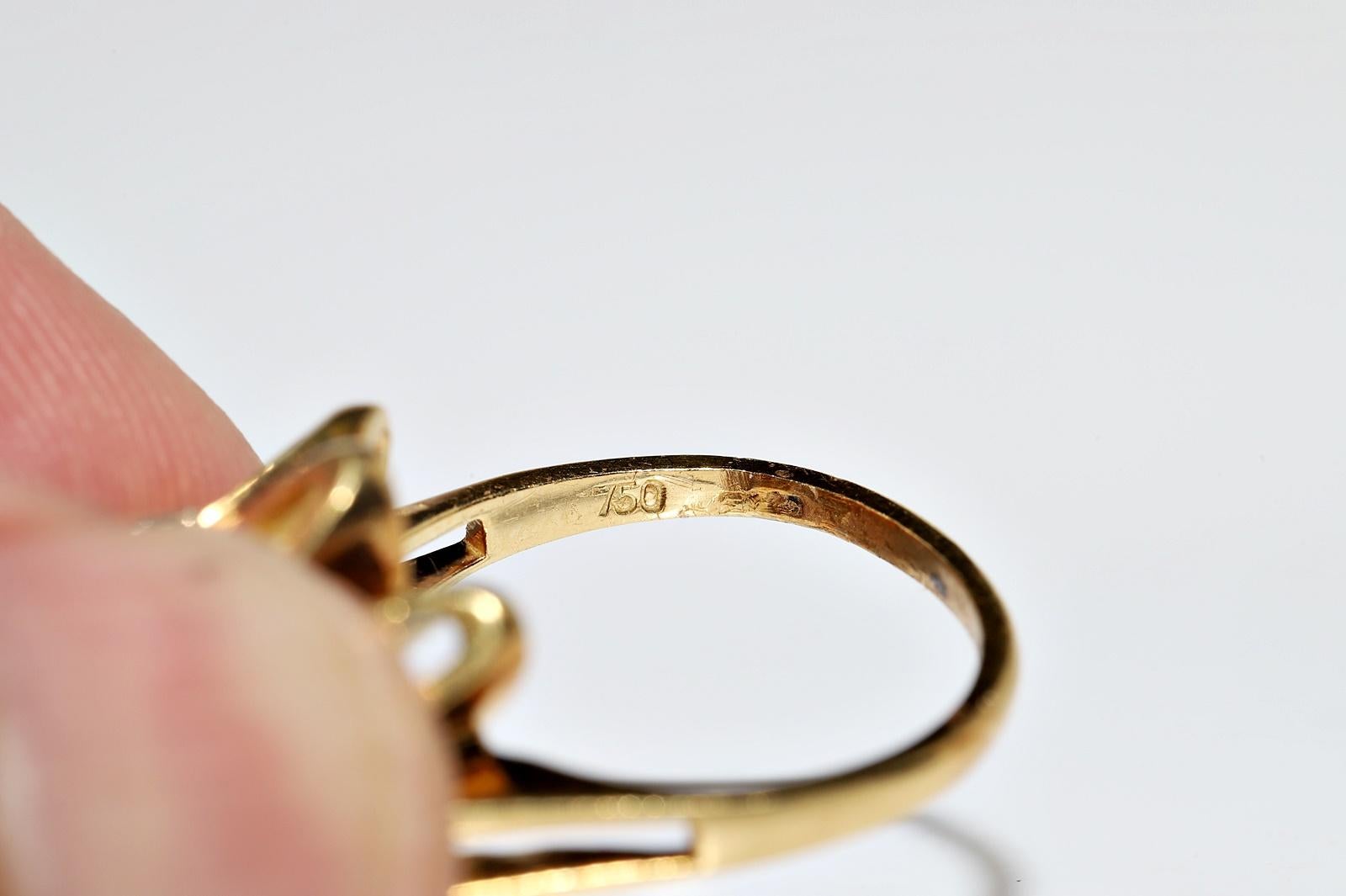 Anillo Vintage Circa 1980s Oro 18k Decorado con Diamantes Naturales y Amatista en venta 4