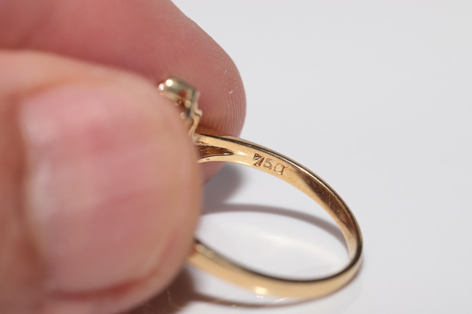 Vintage-Ring aus 18 Karat Gold mit natürlichem Diamanten und Smaragd im Baguetteschliff, ca. 1980er Jahre im Angebot 5