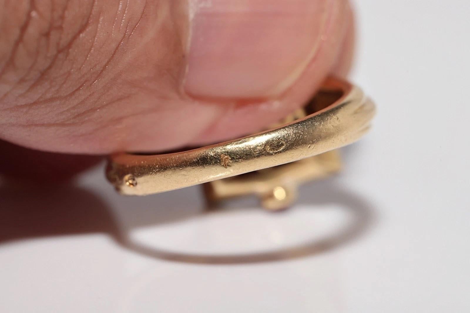 Anello in oro 18k con diamante naturale e rubino taglio baguette, vintage, degli anni '80 circa in vendita 7