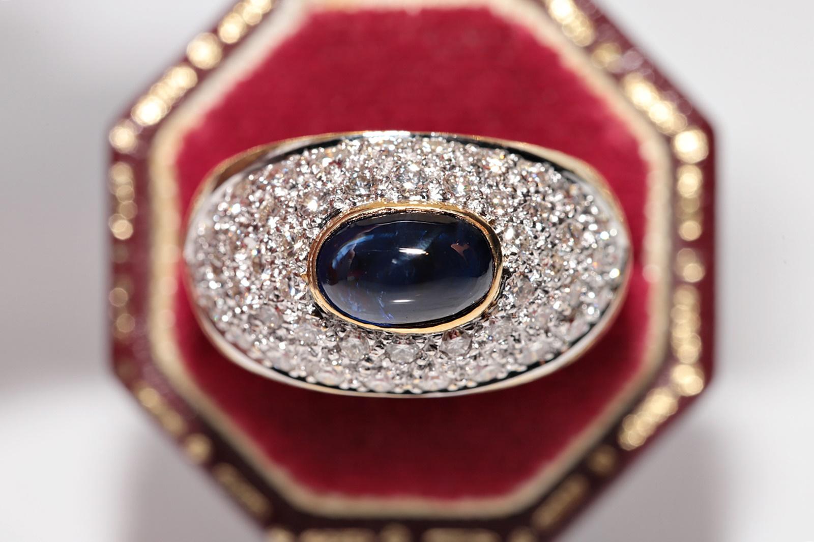 In very good condition.
Total weight is 8.2 grams.
Totally is diamond 1 ct.
The diamond is has F-G-H color and vvs-vs clarity.
Totally is sapphire about 1.30 ct.
Ring size is US 6.5
We can make any size.
Box is not included.
Please contact for any