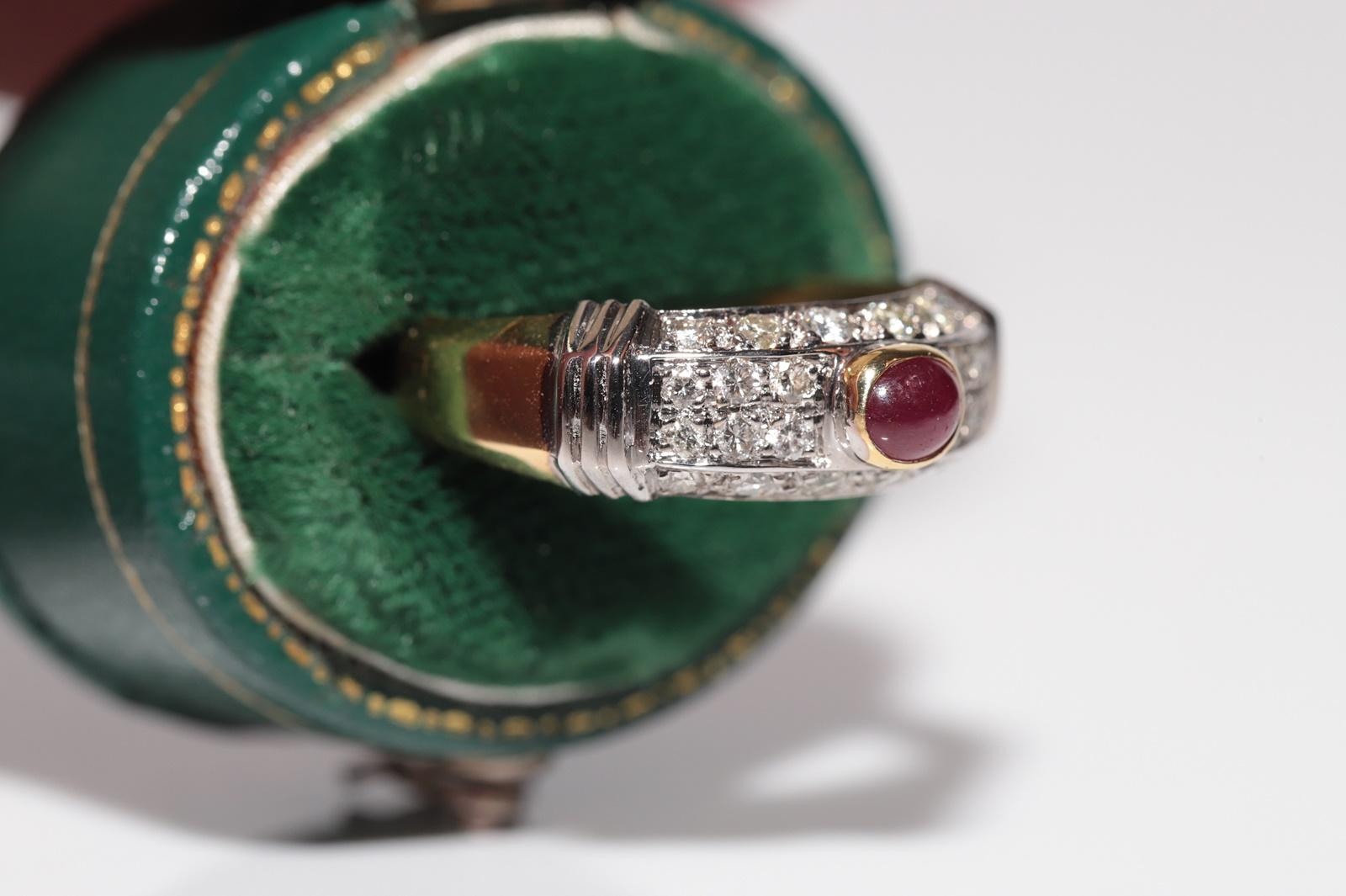 In very good condition.
Total weight is 5 grams.
Totally is diamond 0.40 ct.
The diamond is has G-H-I-J color and vs-s1 clarity.
Totally is ruby about 0.25 ct.
Ring size is US 7
We can make any size.
Box is not included.
Please contact for any
