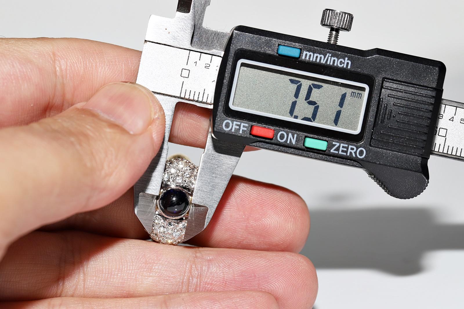 Vintage-Ring aus 18 Karat Gold mit natürlichem Diamant und Cabochon-Saphir, ca. 1980er Jahre im Angebot 5