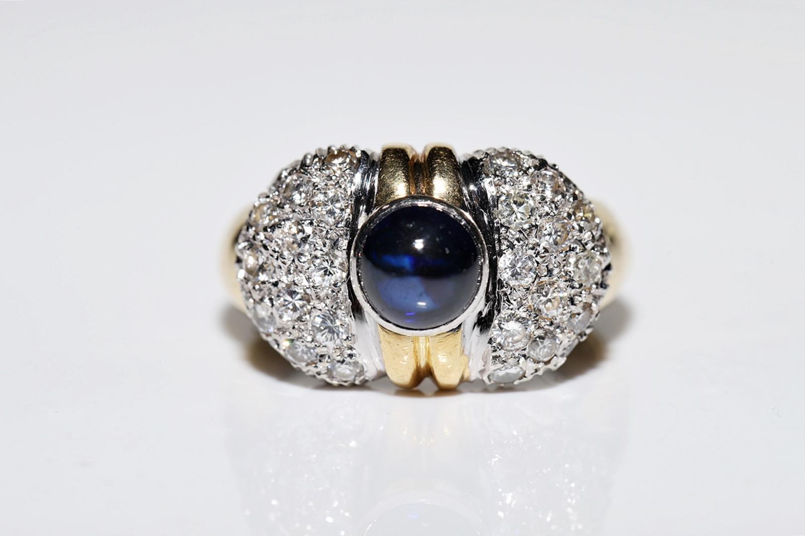 In sehr gutem Zustand.
Das Gesamtgewicht beträgt 10,1 Gramm.
Insgesamt ist Diamant 0,85 ct.
Der Diamant ist G-H Farbe und vvs-vs Klarheit.
Insgesamt ist Saphir 1.10 ct.
Ringgröße ist US 8.2 (Wir bieten kostenlose Größenänderung)
Wir können jede