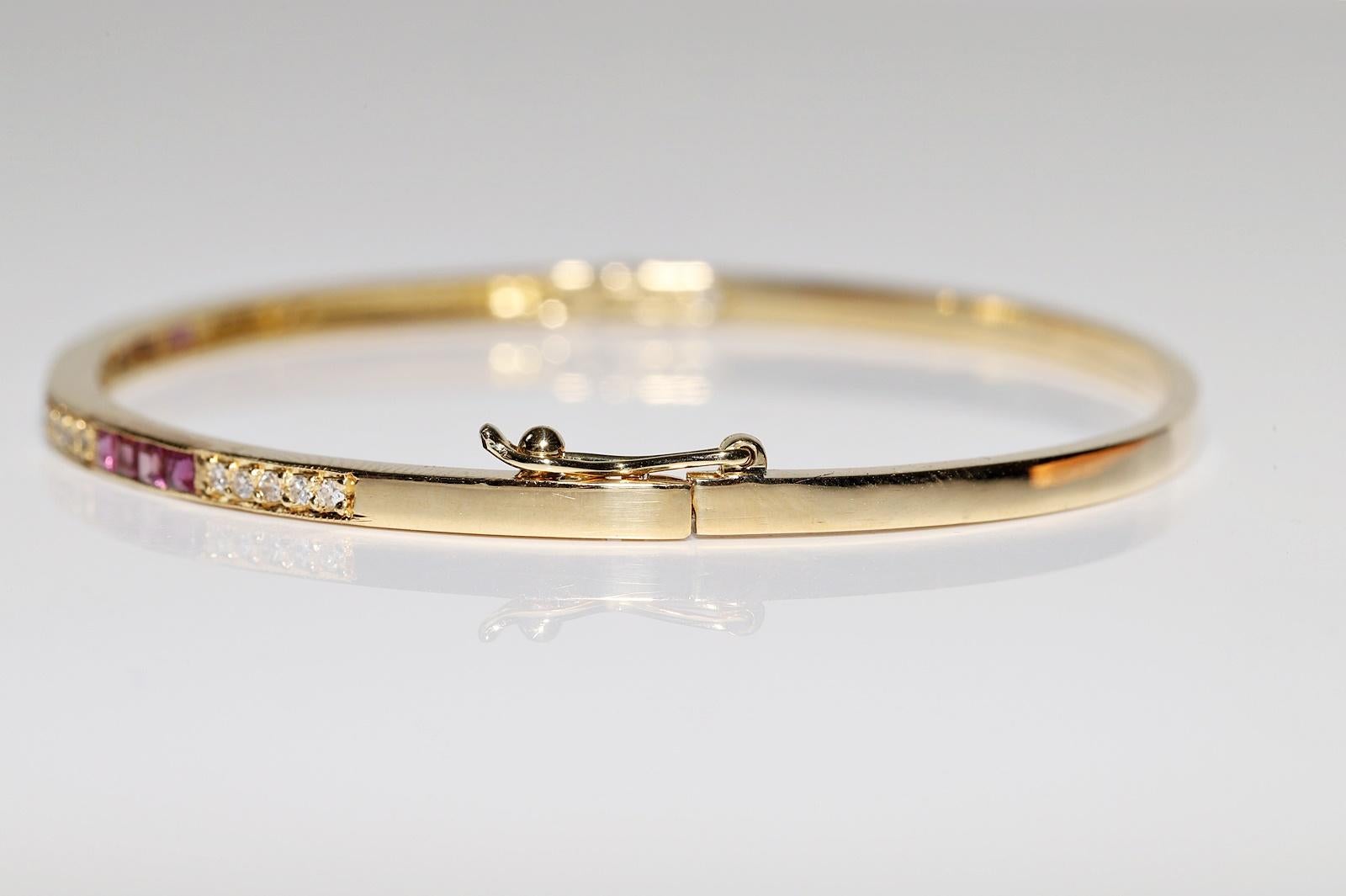 Armband aus 18 Karat Gold mit natürlichen Diamanten und Rubin im Kaliberschliff, Vintage, ca. 1980er Jahre im Angebot 5