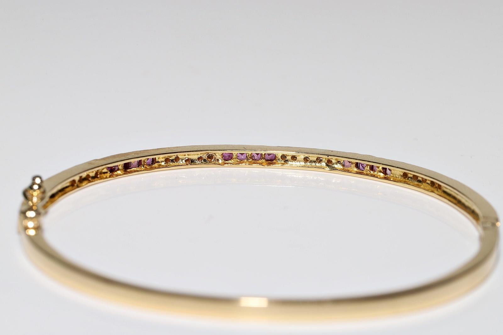 Armband aus 18 Karat Gold mit natürlichen Diamanten und Rubin im Kaliberschliff, Vintage, ca. 1980er Jahre im Angebot 6