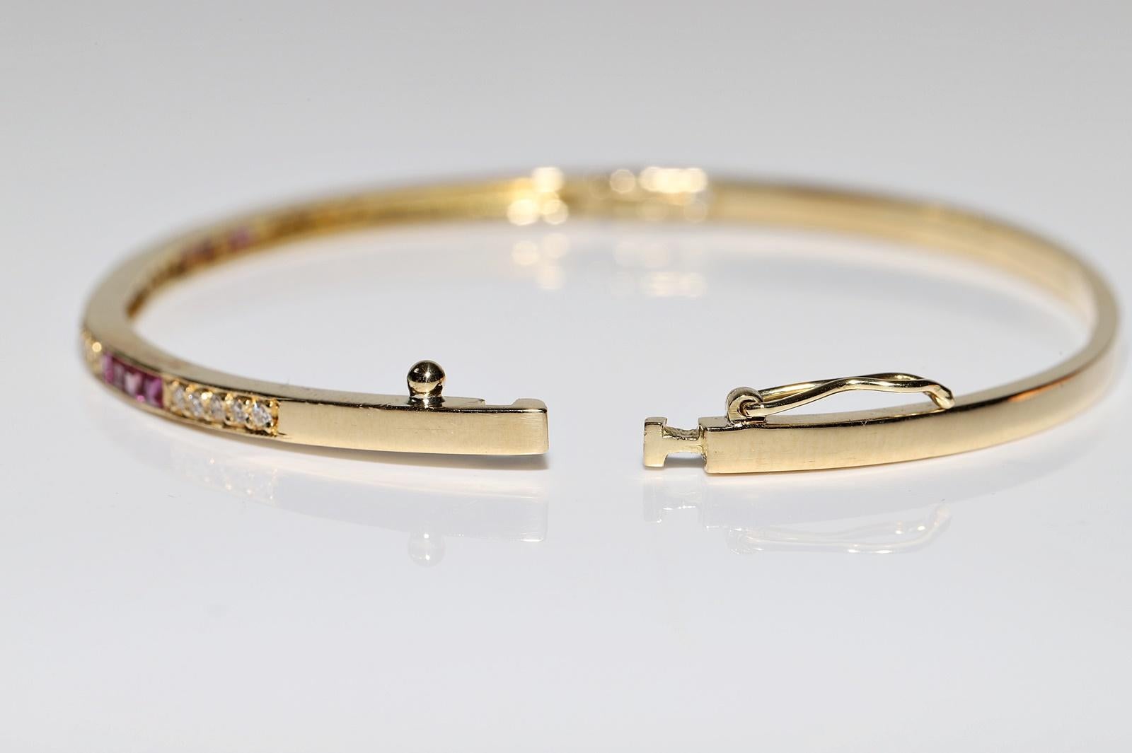 Armband aus 18 Karat Gold mit natürlichen Diamanten und Rubin im Kaliberschliff, Vintage, ca. 1980er Jahre im Angebot 8