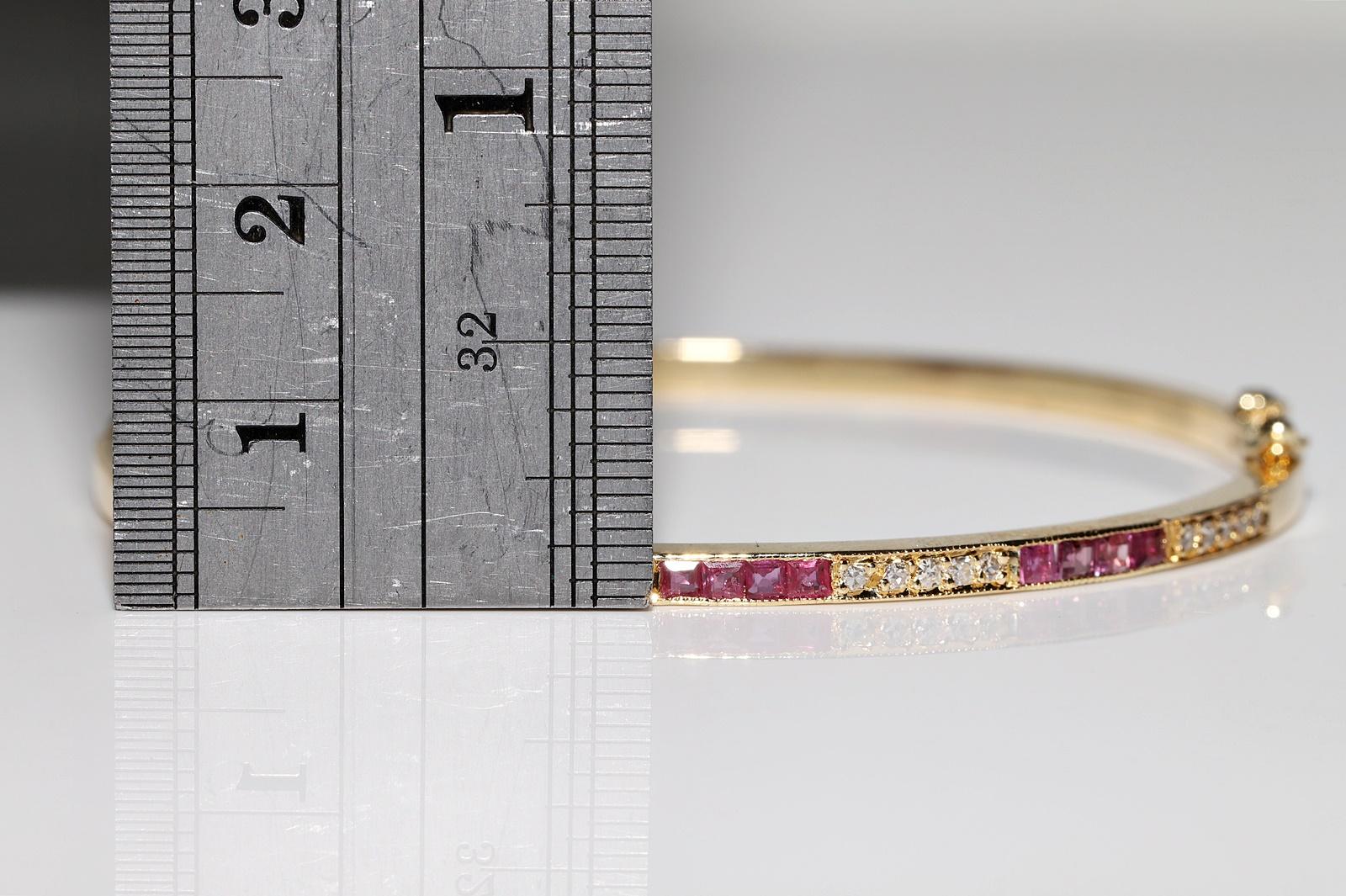 Armband aus 18 Karat Gold mit natürlichen Diamanten und Rubin im Kaliberschliff, Vintage, ca. 1980er Jahre im Angebot 10