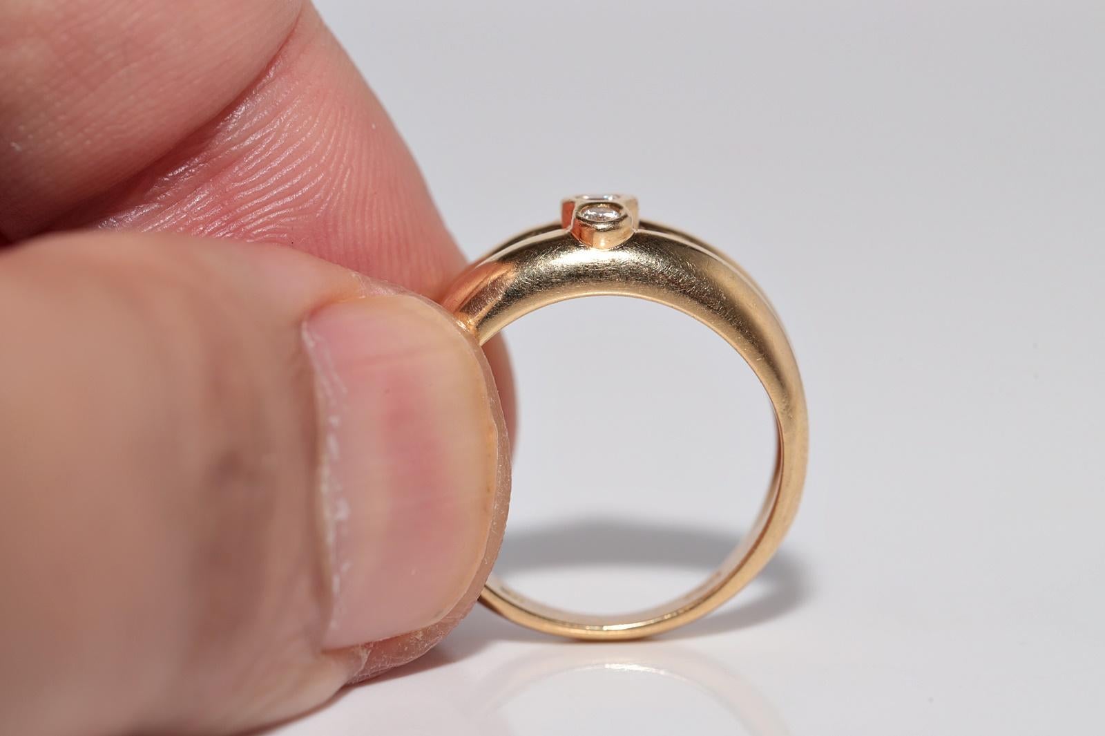 Anello a fascia in oro 18 carati con diamanti naturali e zaffiri taglio calibro, vintage anni '80 circa in vendita 6