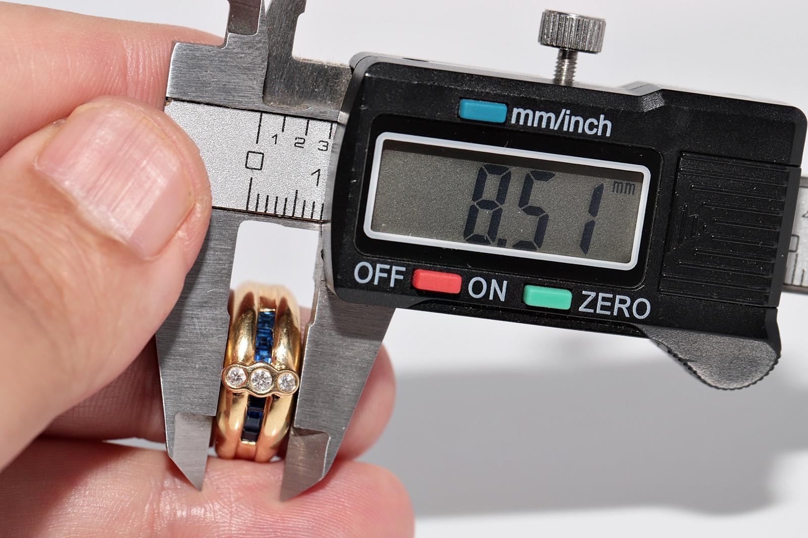 Bandring, Vintage, ca. 1980er Jahre, 18 Karat Gold, natürlicher Diamant und Saphir im Kaliberschliff im Angebot 9