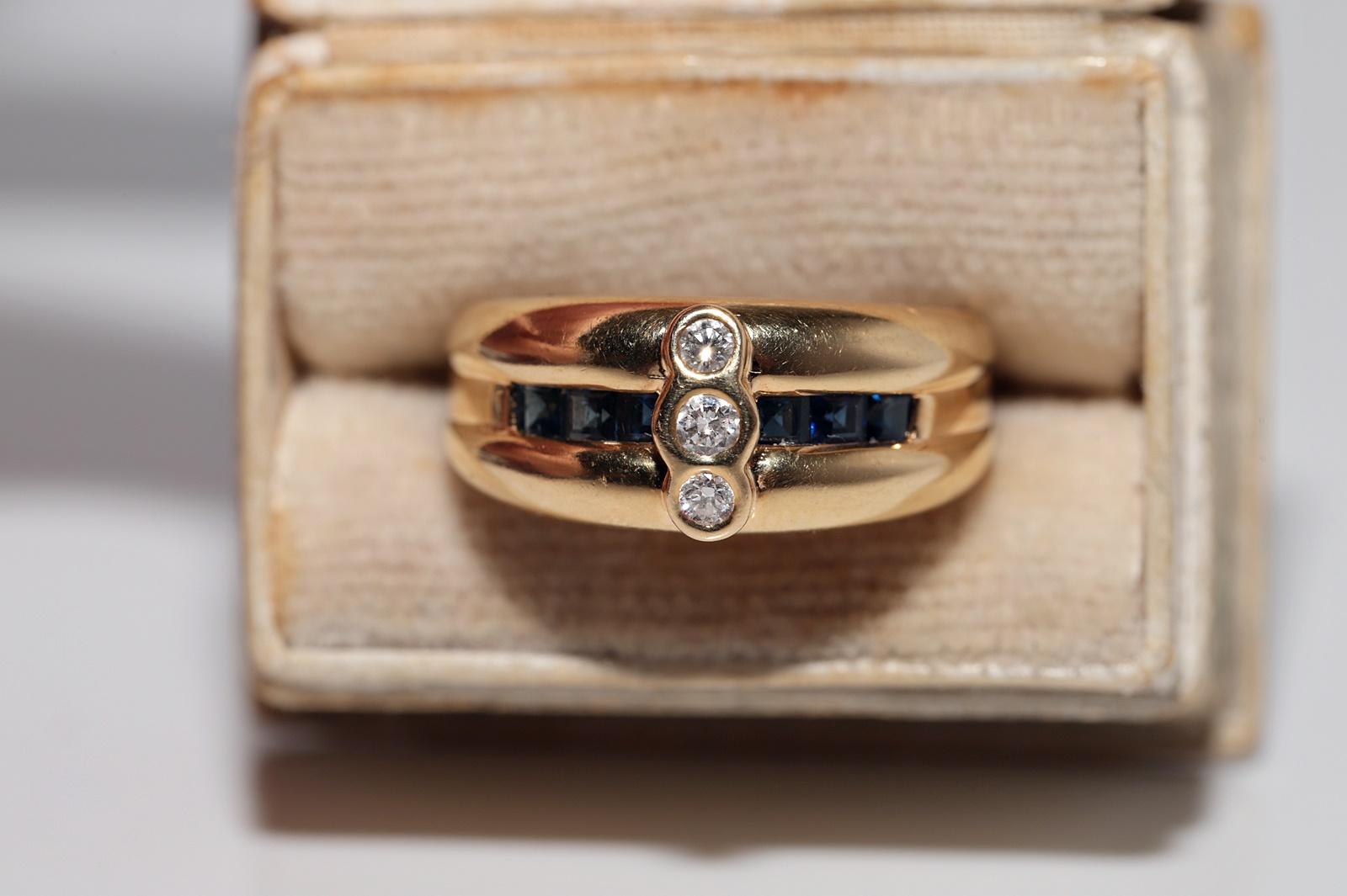 Bandring, Vintage, ca. 1980er Jahre, 18 Karat Gold, natürlicher Diamant und Saphir im Kaliberschliff Damen im Angebot