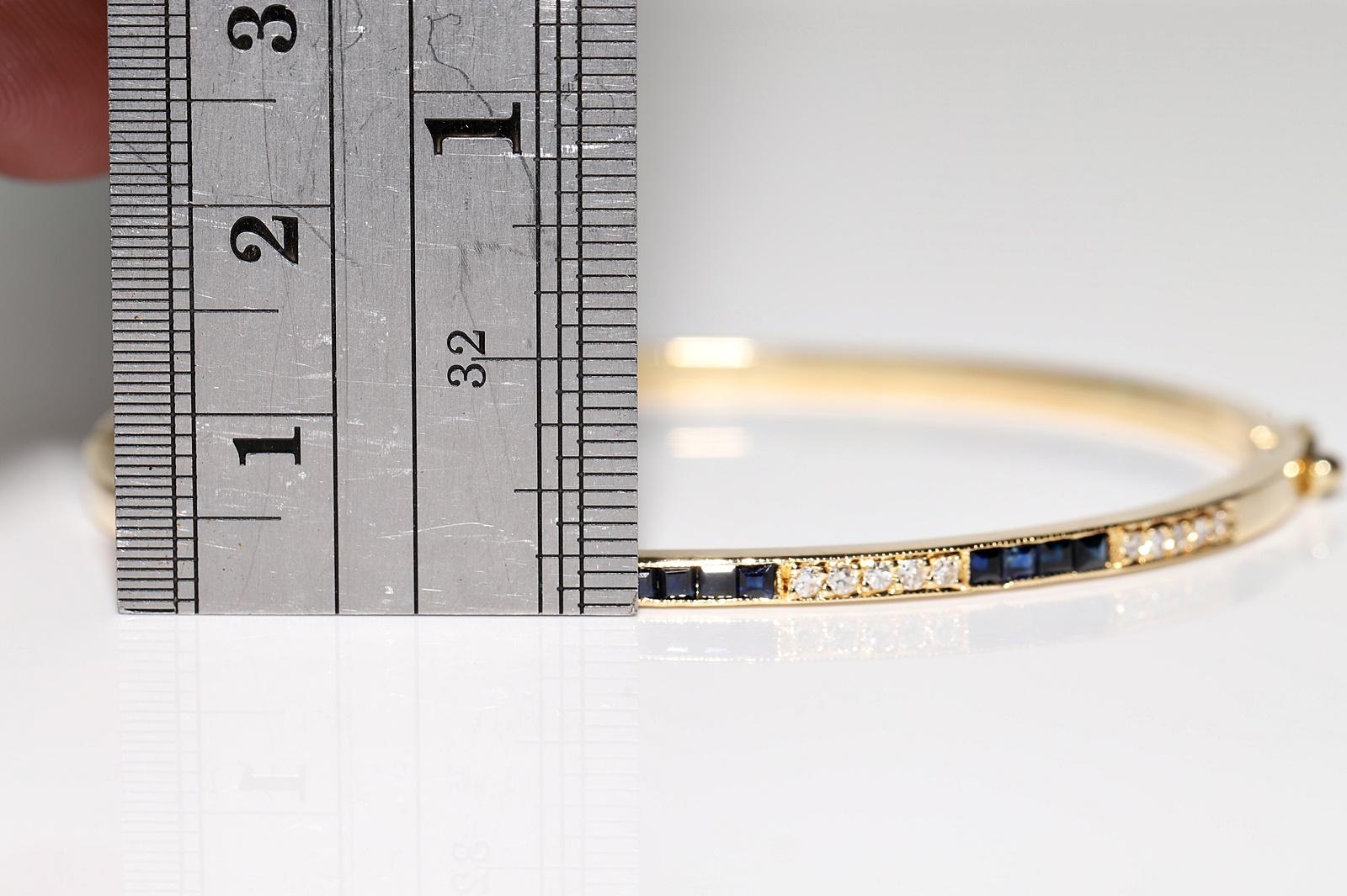 Vintage Circa 1980s 18k Gold Natural Diamond And Caliber Cut Sapphire Bracelet For Sale 10