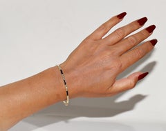 Vintage Circa 1980s 18k Gold Natural Diamond And Caliber Cut Sapphire Bracelet