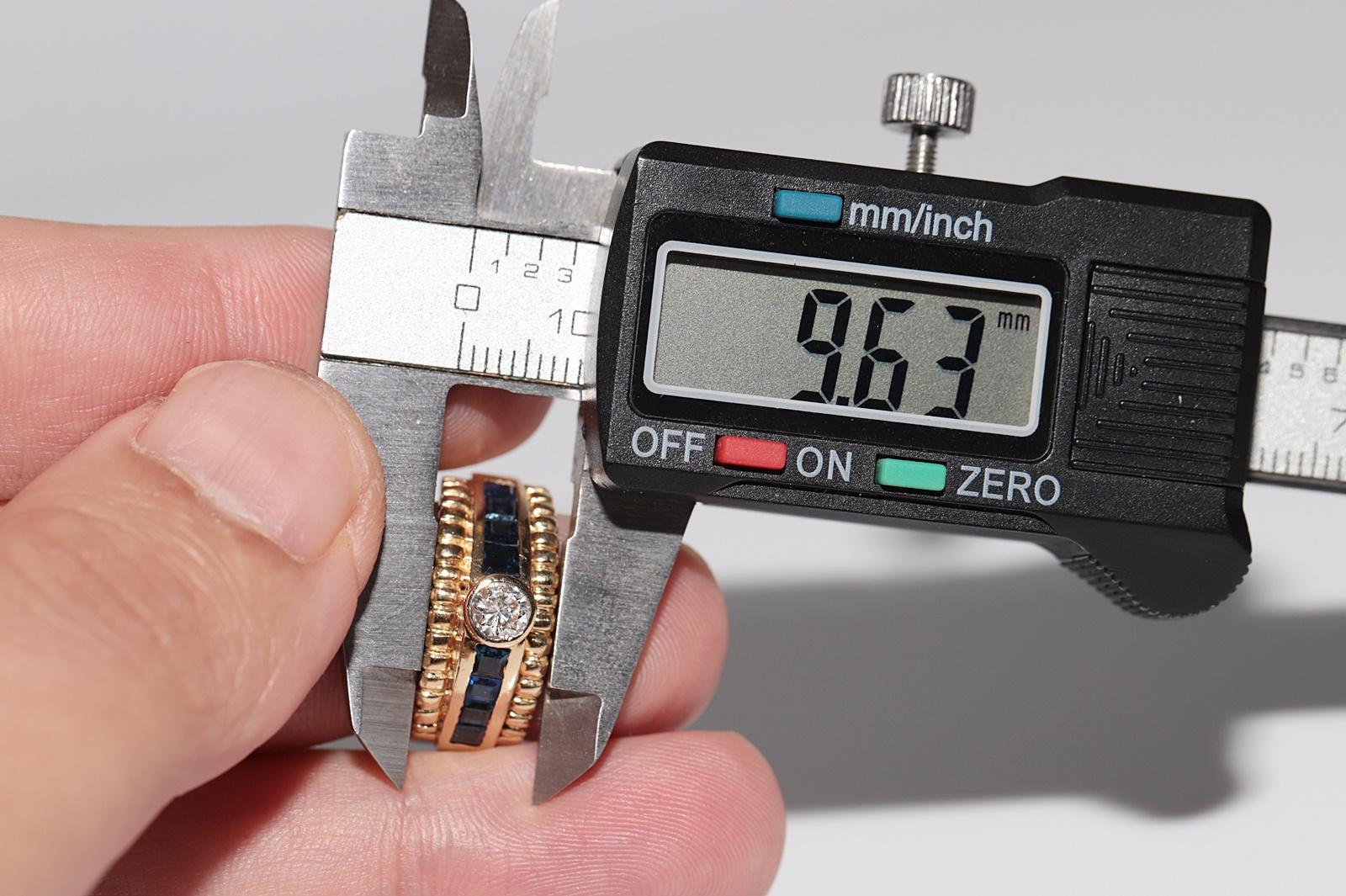 Vintage-Ring aus 18 Karat Gold mit natürlichem Diamanten und Saphiren im Kaliberschliff, ca. 1980er Jahre im Angebot 5