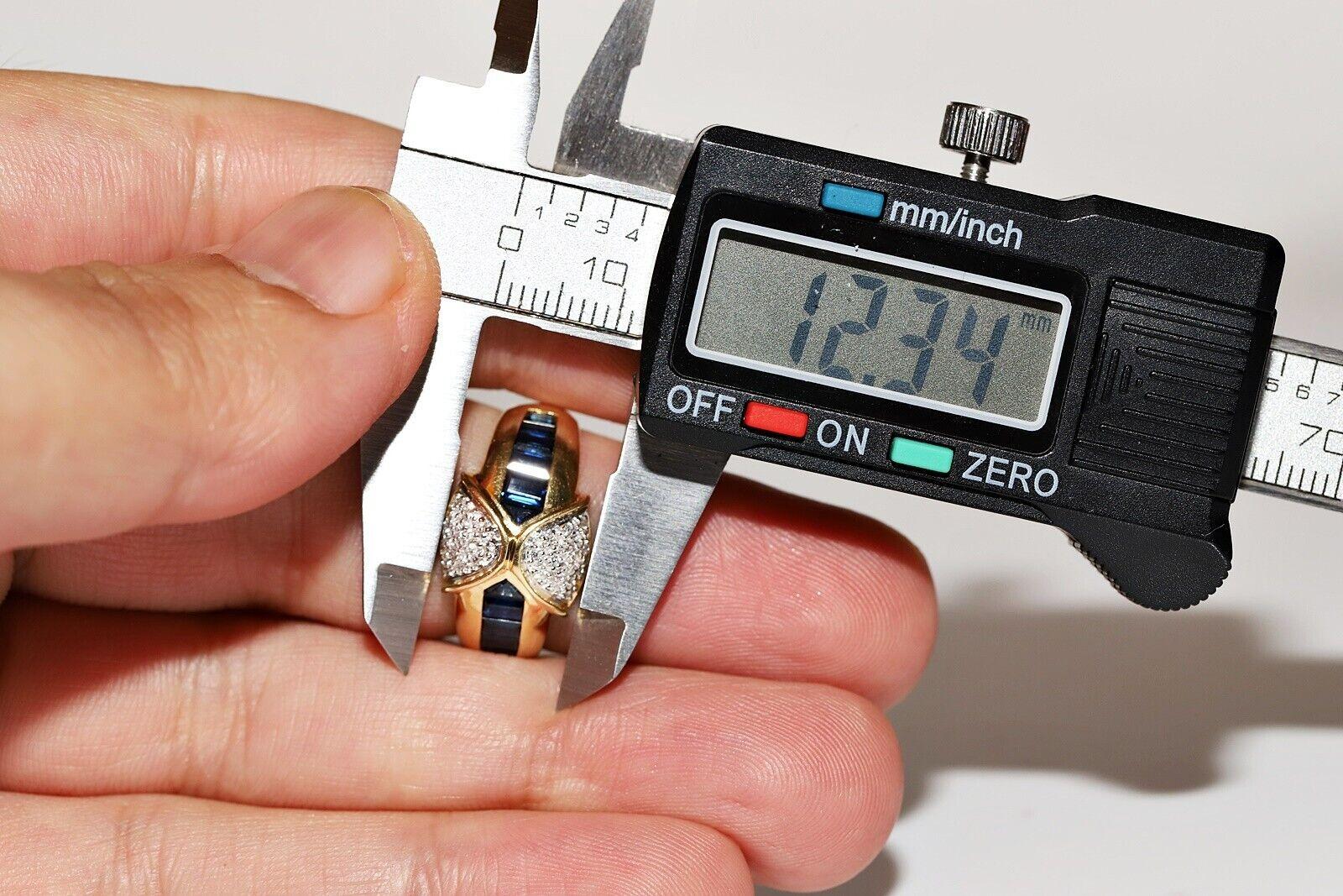 Vintage-Ring aus 18 Karat Gold mit natürlichem Diamanten und Saphiren im Kaliberschliff, ca. 1980er Jahre im Angebot 6