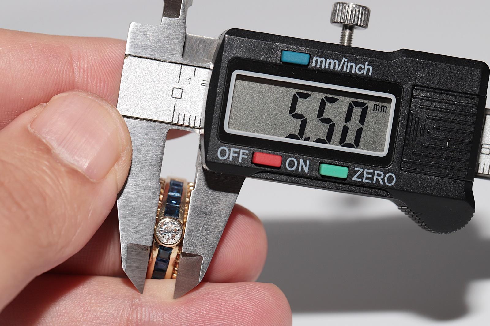 Vintage-Ring aus 18 Karat Gold mit natürlichem Diamanten und Saphiren im Kaliberschliff, ca. 1980er Jahre im Angebot 6