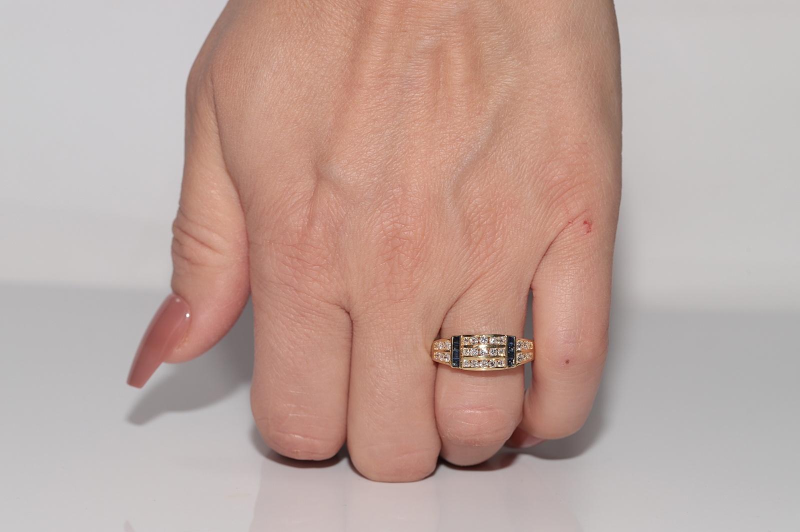 Vintage Circa 1980s 18k Gold Natural Diamond And Caliber Cut Sapphire ...