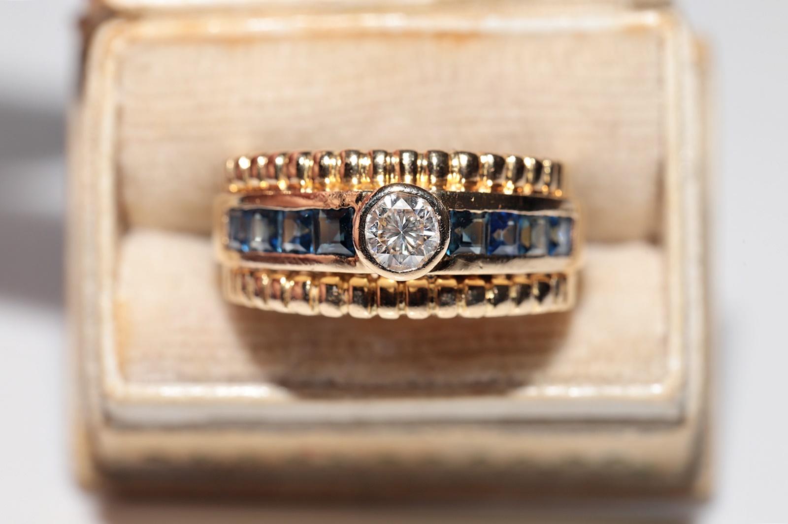 In sehr gutem Zustand.
Das Gesamtgewicht beträgt 8,2 Gramm.
Insgesamt ist Diamant 0,25 ct.
Der Diamant hat die Farbe G und die Reinheit vvs.
Insgesamt ist Saphir 0,45 ct.
Ringgröße ist US 7.5
Wir können jede Größe herstellen.
Die Box ist nicht