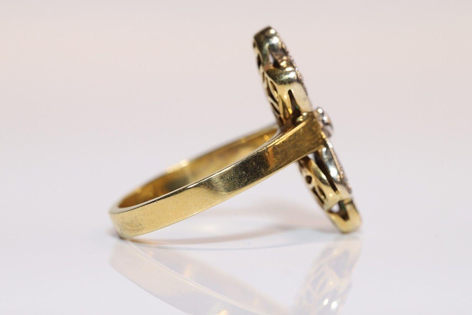 Vintage Circa 1980er Jahre 18k Gold Natürlicher Diamant und Kaliber Smaragd Ring im Zustand „Gut“ im Angebot in Fatih/İstanbul, 34