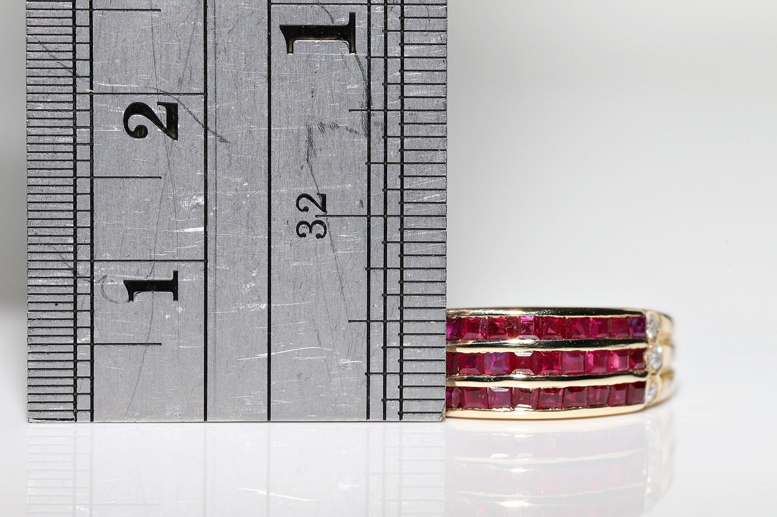 Vintage Circa 1980er Jahre 18k Gold Natürlicher Diamant und Kaliber Rubin Dekorierter Ring im Zustand „Gut“ im Angebot in Fatih/İstanbul, 34