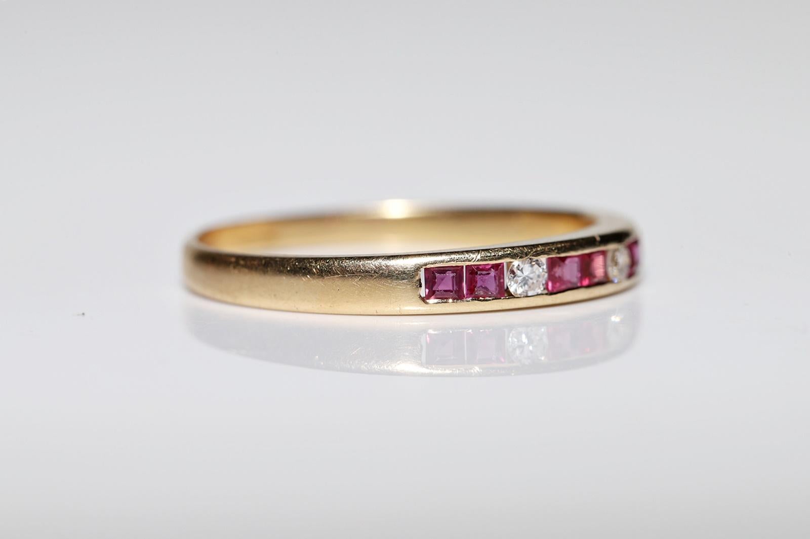 Women's Vintage Circa 1980s 18k Gold Natural Diamond And Caliber Ruby Decorated Ring 