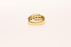 Vintage Circa 1980s 18k Gold Natural Diamond And Caliber Sapphire Ring