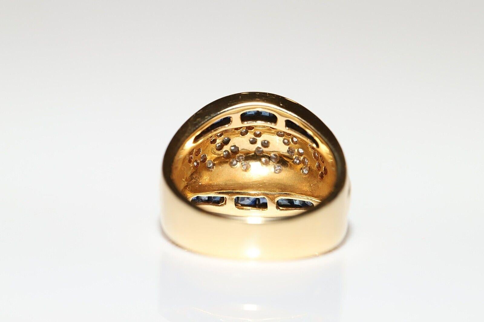 Vintage CIRCA 1980s 18k Gold Natürlicher Diamant und Kaliber Saphir Tank Ring im Zustand „Gut“ im Angebot in Fatih/İstanbul, 34
