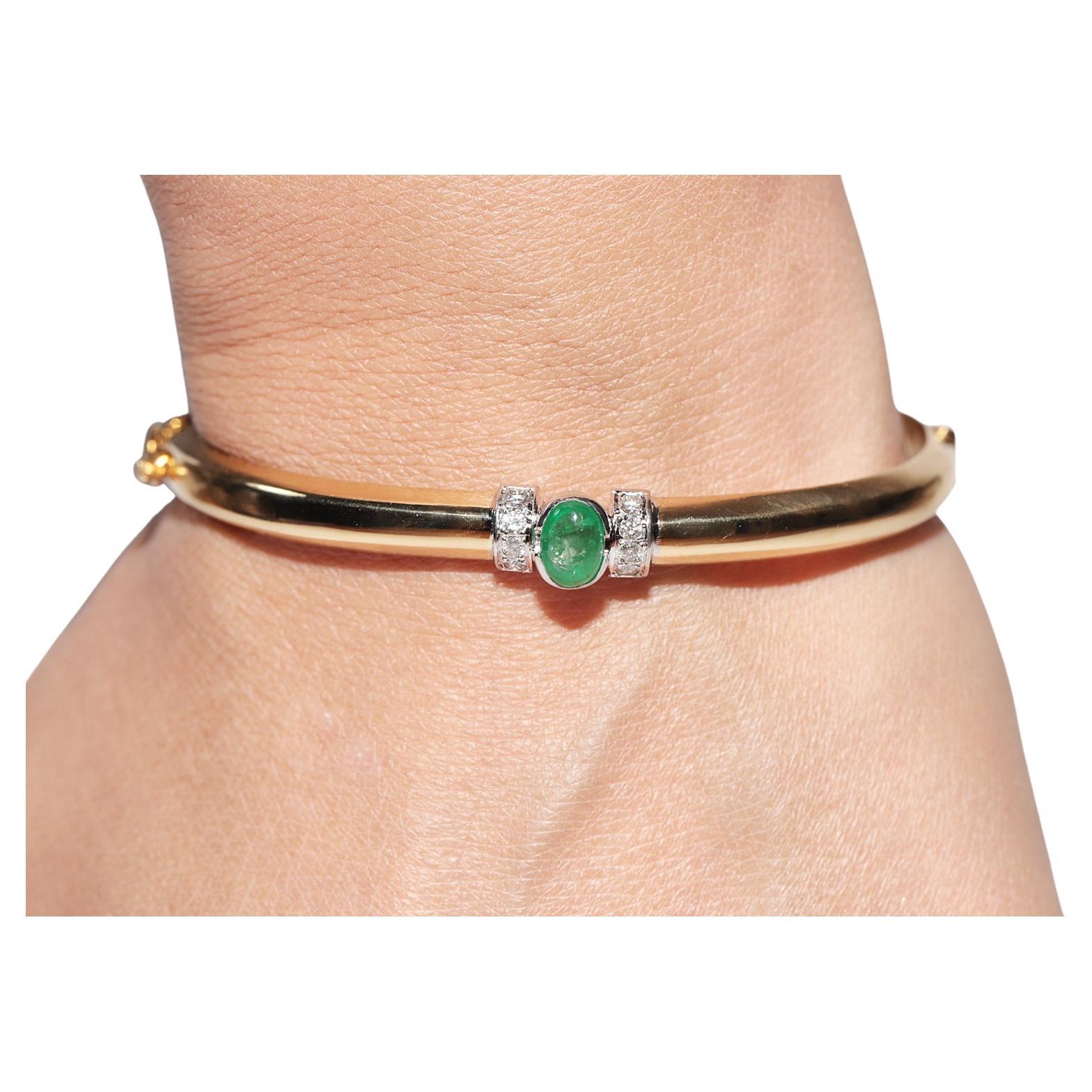 Vintage CIRCA 1980 Bracelet en or 18k diamant naturel et émeraude  Bracelet
