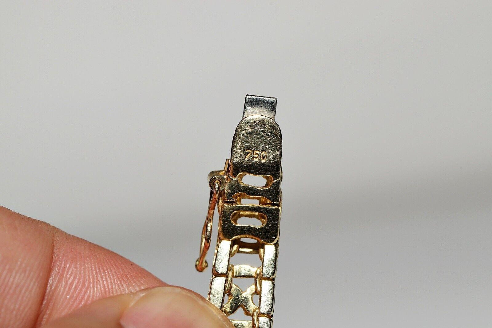 Bracelet vintage des années 1980 en or 18 carats avec diamants naturels et émeraudes  en vente 2