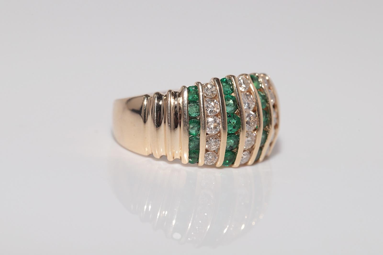 Vintage-Ring aus 18 Karat Gold mit natürlichem Diamant und Smaragd, ca. 1980er Jahre im Zustand „Gut“ im Angebot in Fatih/İstanbul, 34