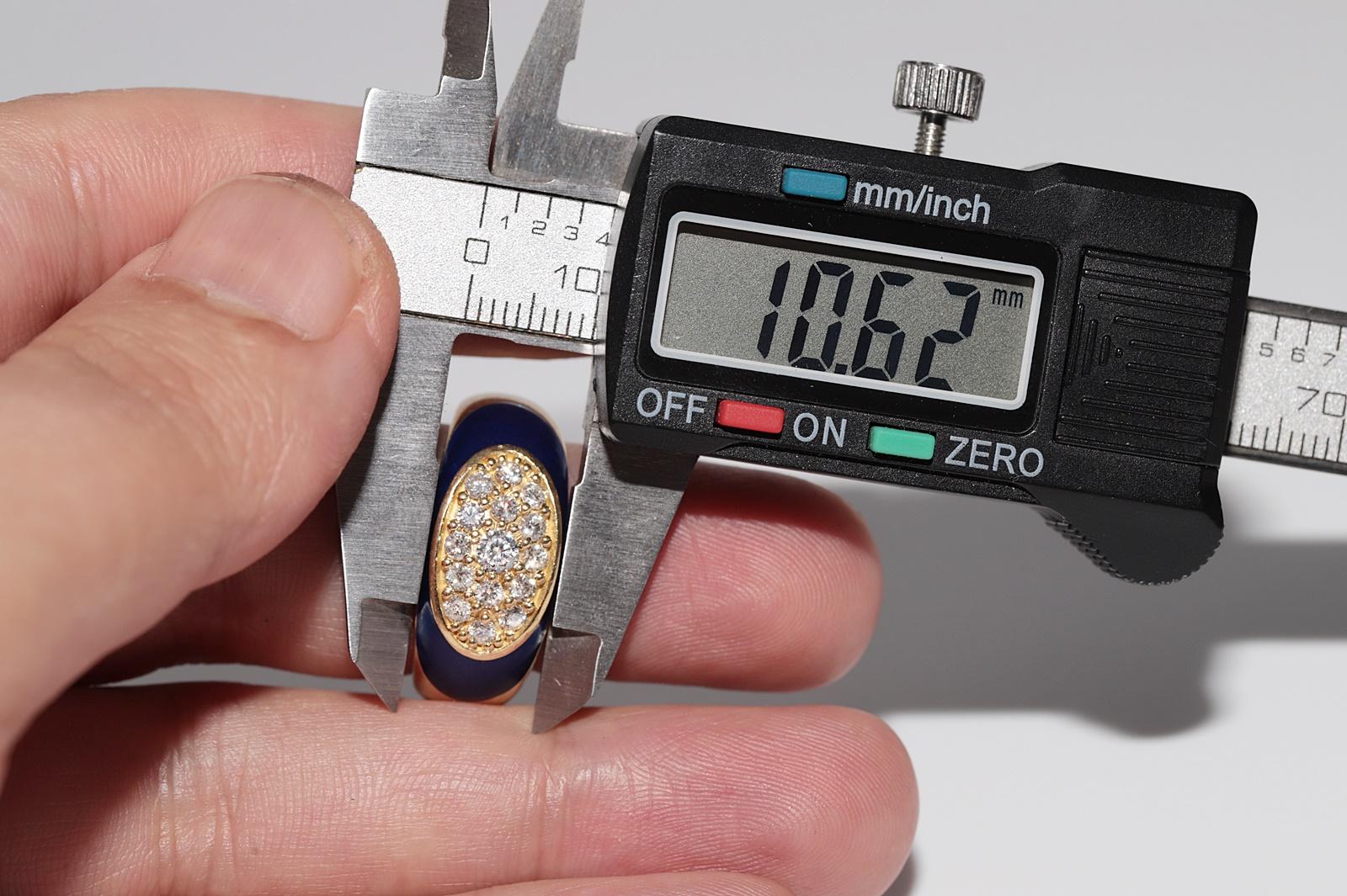 Vintage Circa 1980s 18k Gold Natural Diamond And Enamel Band Ring For Sale 5