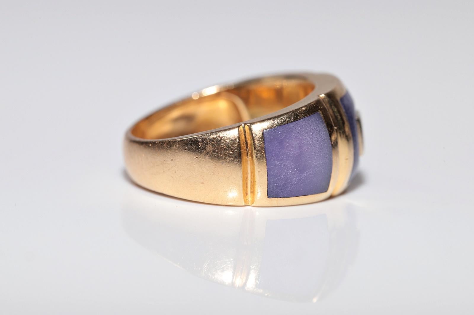 Dekorierter Vintage-Ring aus 18 Karat Gold mit natürlichem Diamant und Emaille, ca. 1980er Jahre im Zustand „Gut“ im Angebot in Fatih/İstanbul, 34