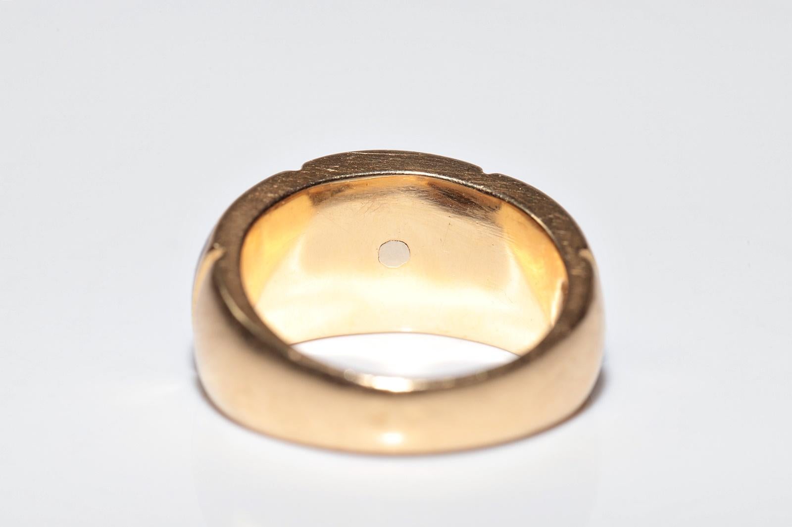 Dekorierter Vintage-Ring aus 18 Karat Gold mit natürlichem Diamant und Emaille, ca. 1980er Jahre im Angebot 1