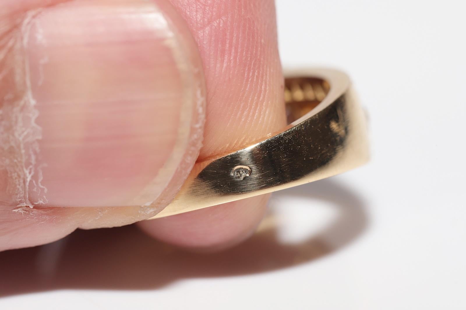 Vintage Circa 1980s 18k Gold Natural Diamond And Enamel Decorated Ring For Sale 3