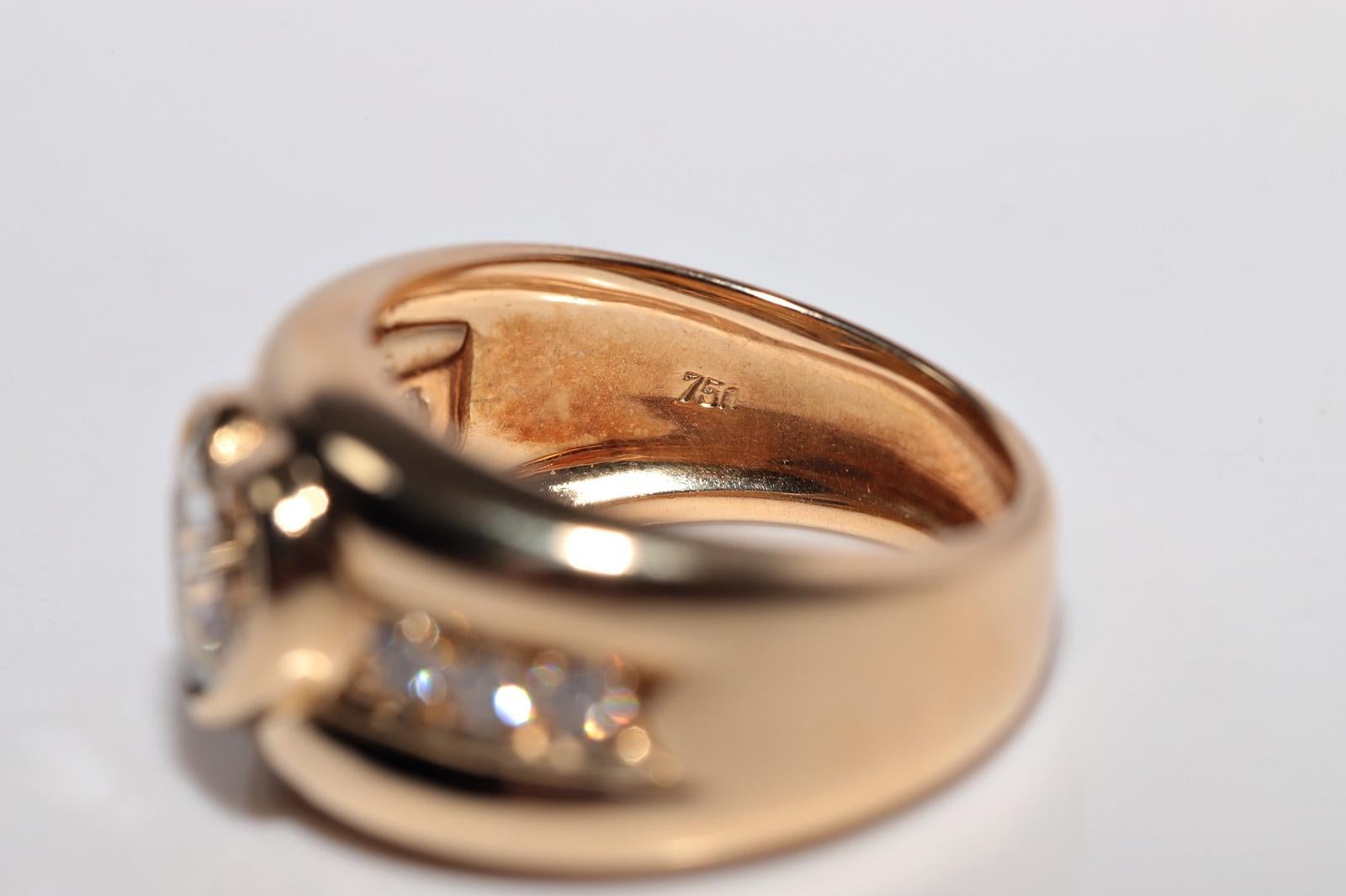 Vintage Circa 1980er Jahre 18k Gold natürlicher Diamant und Herzschliff Aqua Marine Ring im Angebot 4