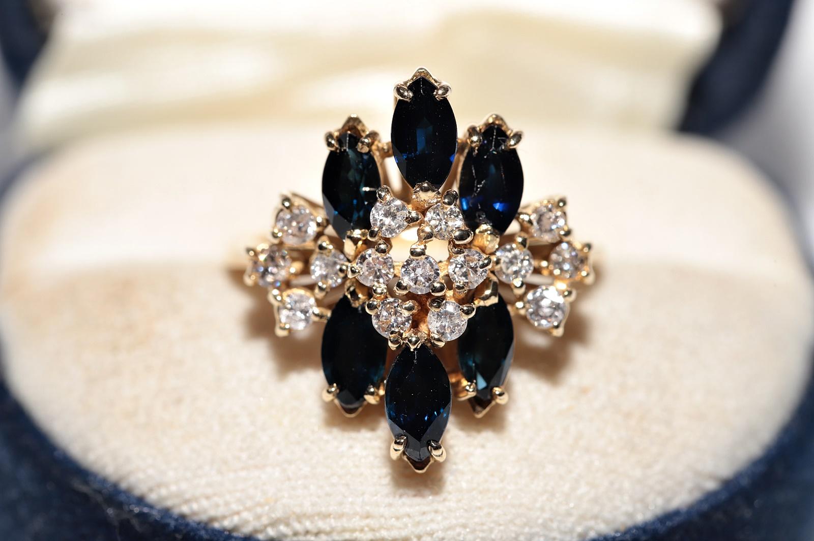 In very good condition.
Total weight is 6 grams.
Totally is diamond 0.55 ct.
The diamond is has H-I color and s1-s2 clarity.
Totally is sapphire 1 ct.
Ring size is US 5.5
We can make any size.
Please contact for any questions.