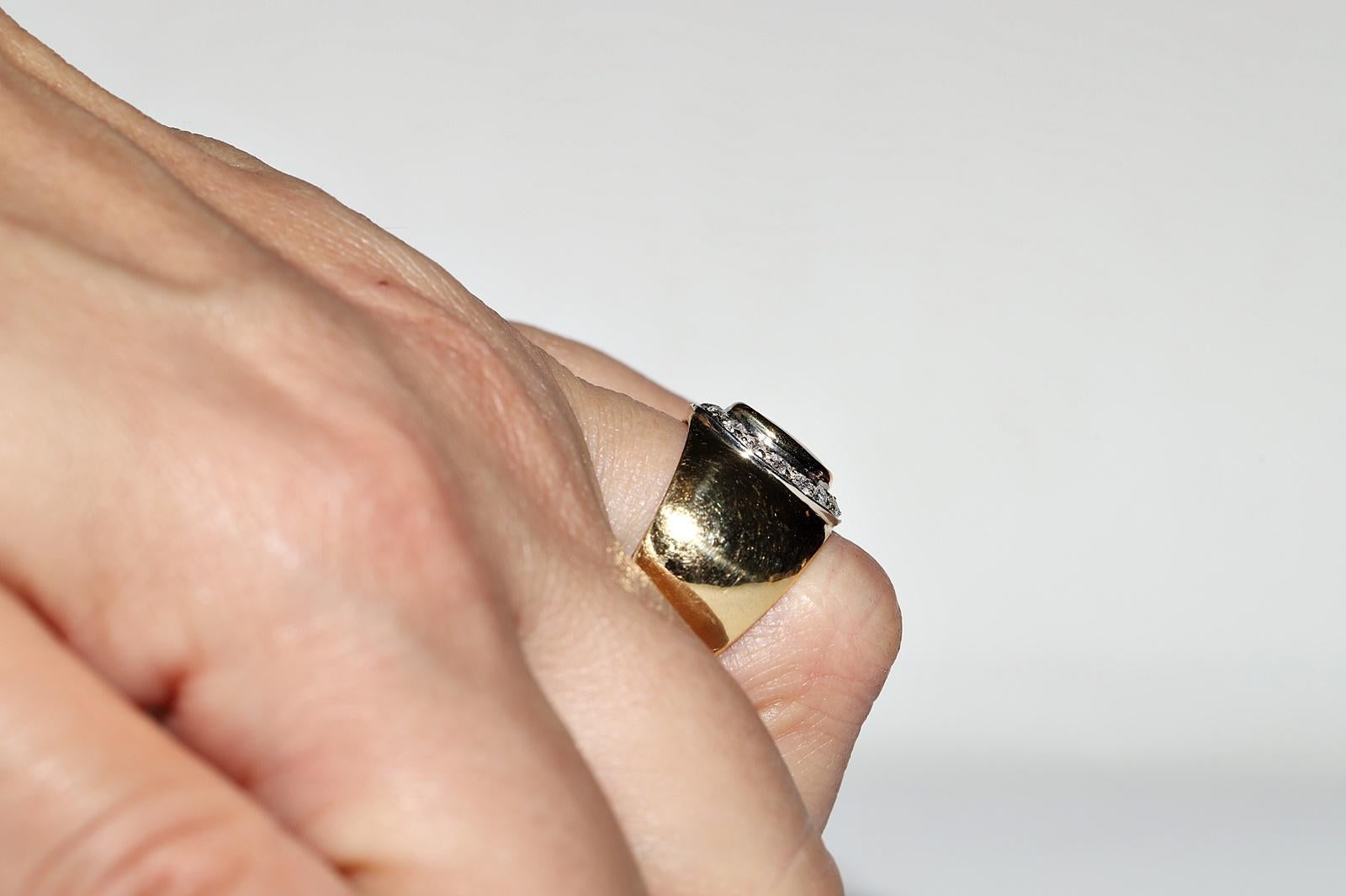 Vintage Circa 1980er Jahre 18k Gold Natürlicher Diamant und Opal Dekorierter Ring im Angebot 10
