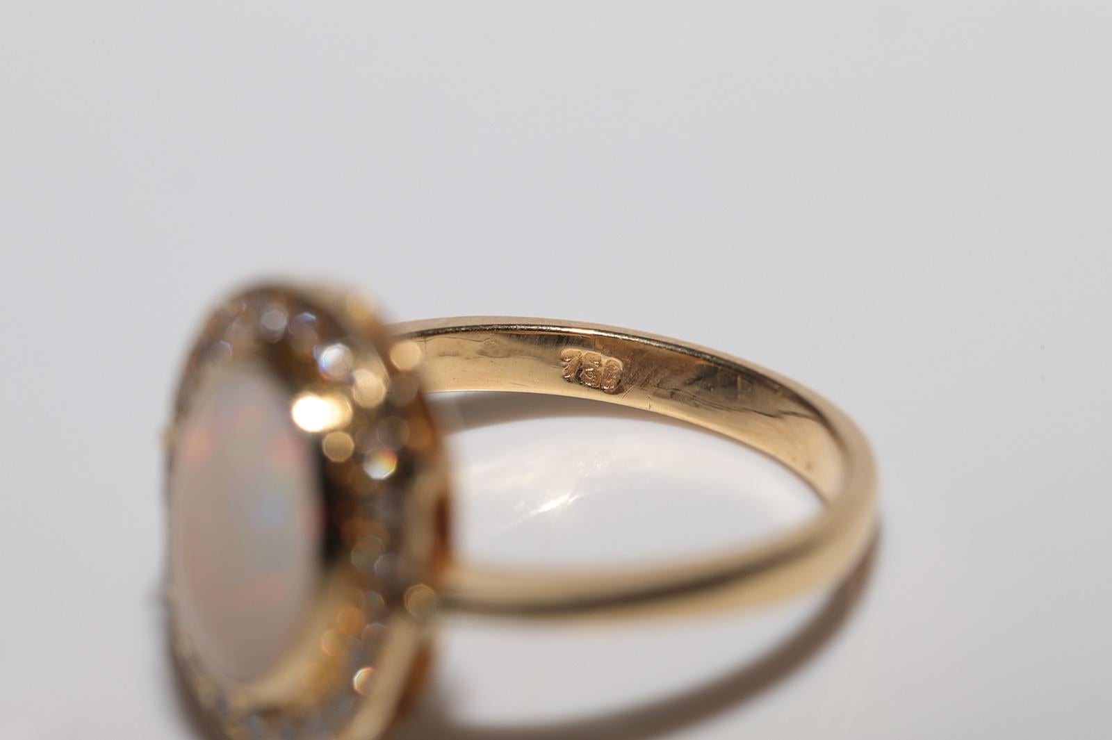 Vintage Circa 1980er Jahre 18k Gold Natürlicher Diamant und Opal Dekorierter Ring im Angebot 13